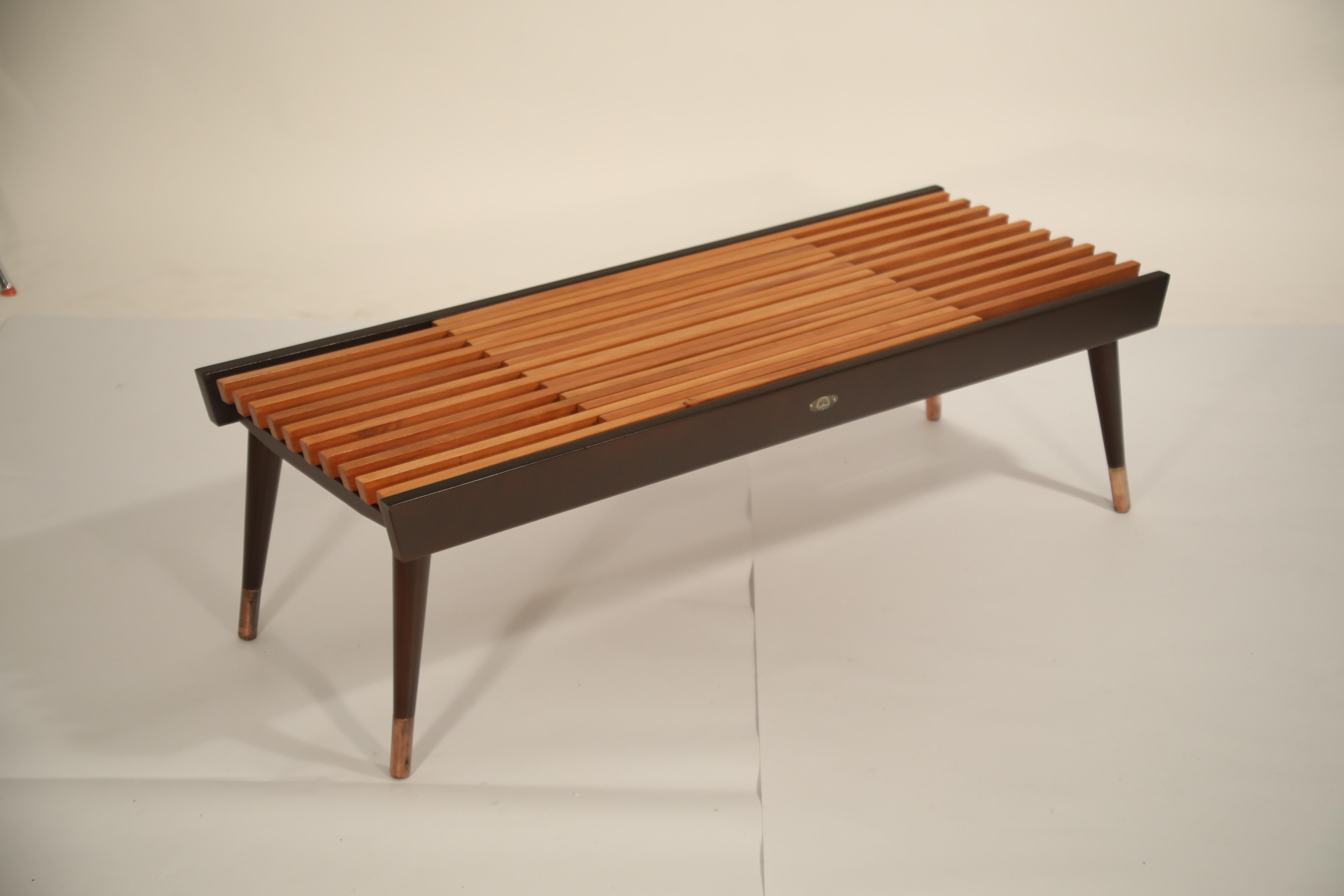 Extendable Slatted Wood Bench or Coffee Table by Maruni, 1950s Hiroshima Japan 1