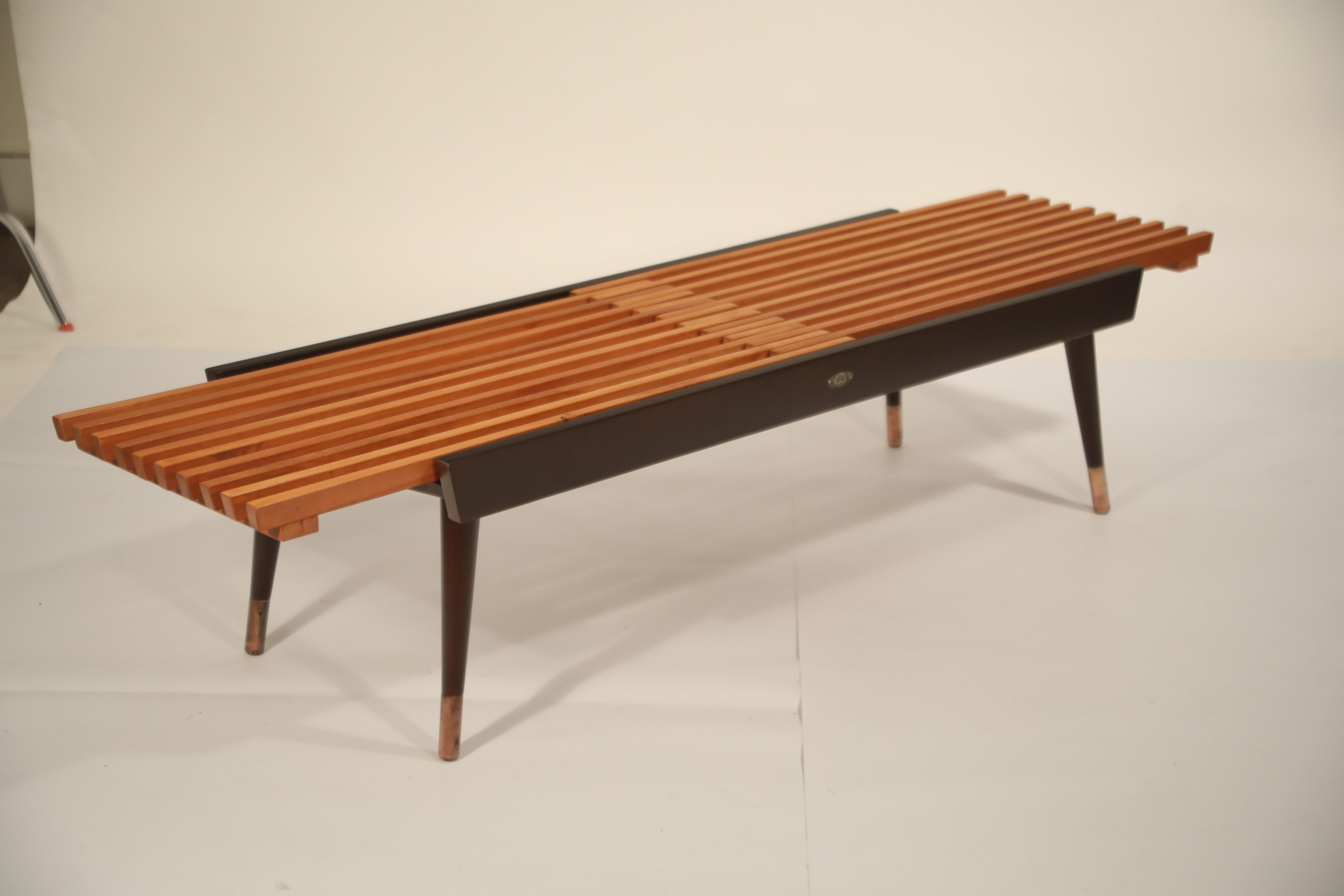 Extendable Slatted Wood Bench or Coffee Table by Maruni, 1950s Hiroshima Japan 2