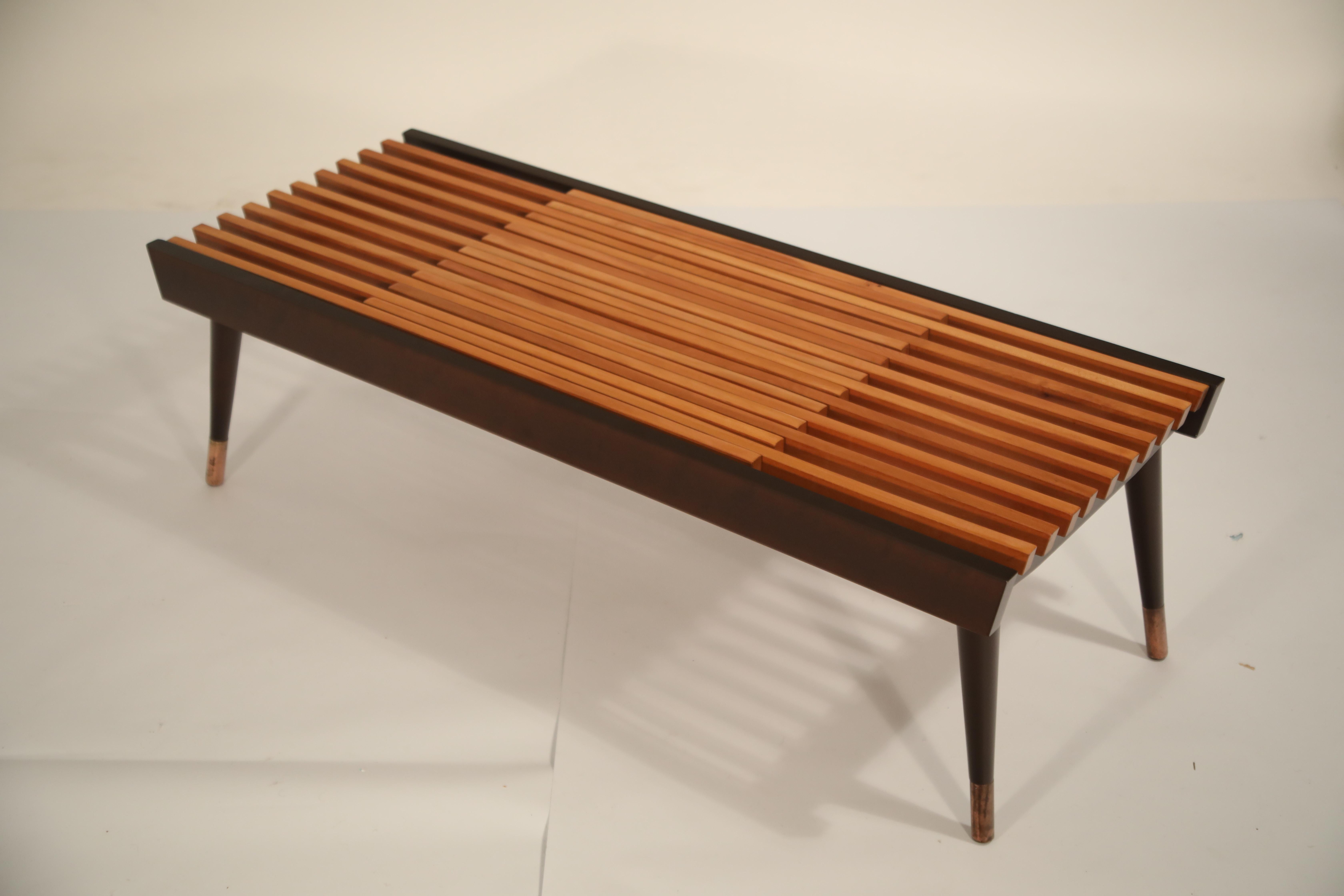 Extendable Slatted Wood Bench or Coffee Table by Maruni, 1950s Hiroshima Japan 4