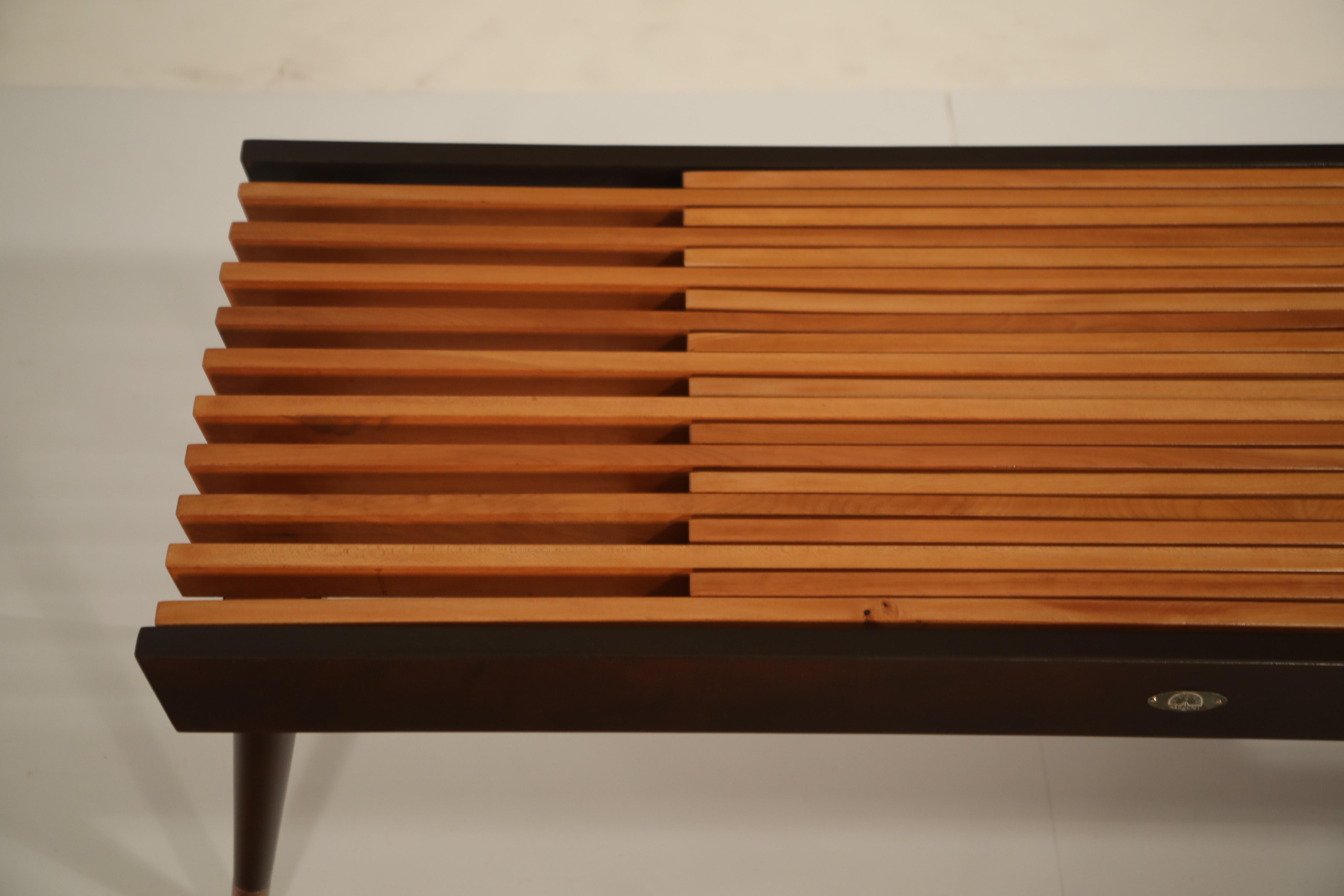 Extendable Slatted Wood Bench or Coffee Table by Maruni, 1950s Hiroshima Japan 6