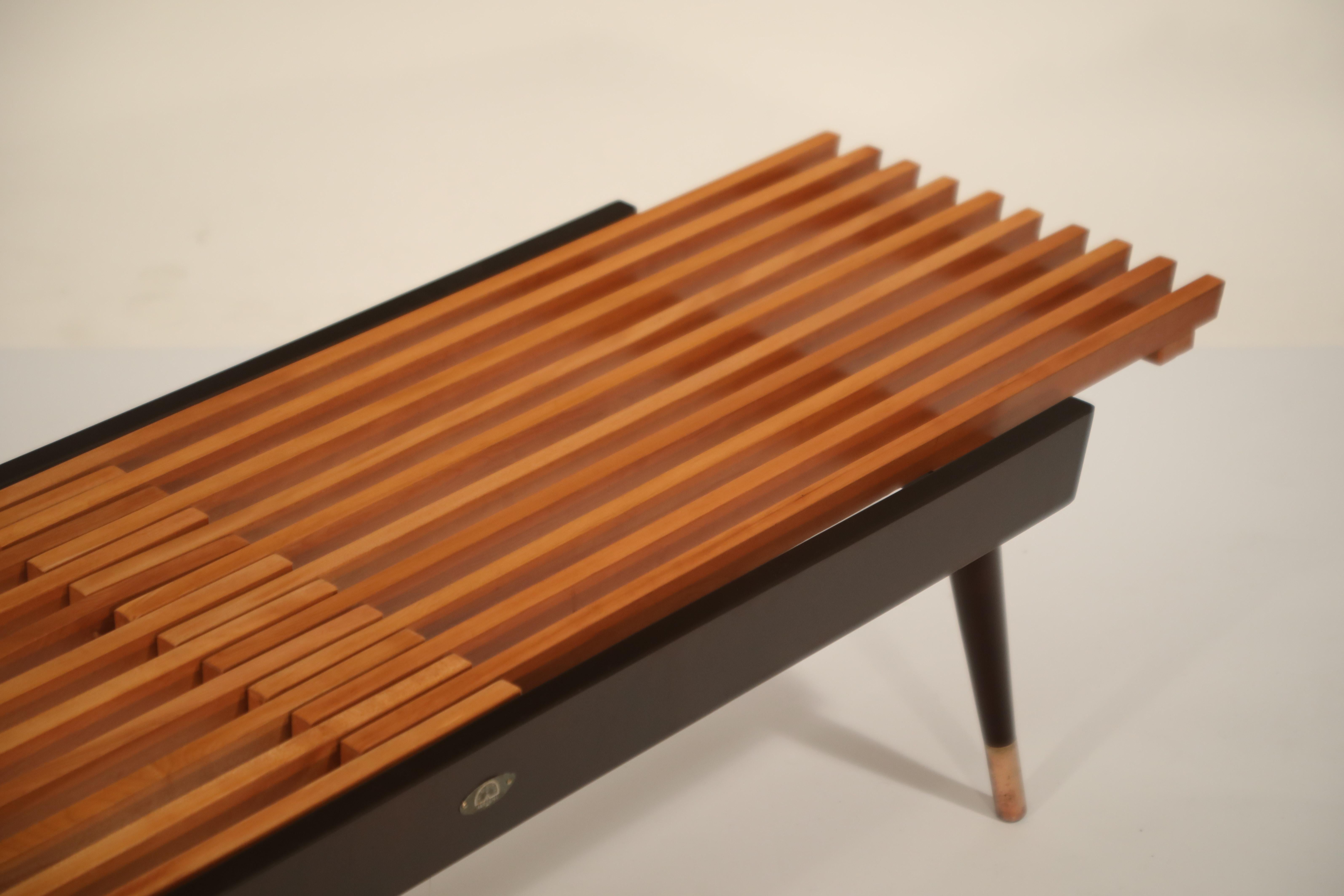 Extendable Slatted Wood Bench or Coffee Table by Maruni, 1950s Hiroshima Japan 8
