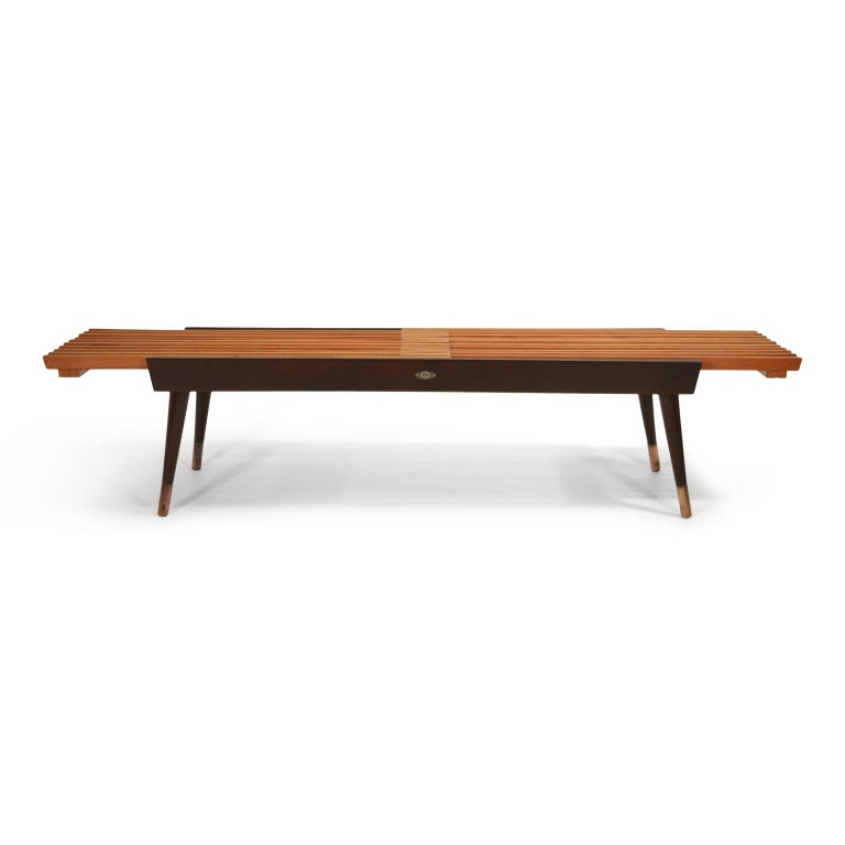 Extendable Slatted Wood Bench Or Coffee Table By Maruni 1950s