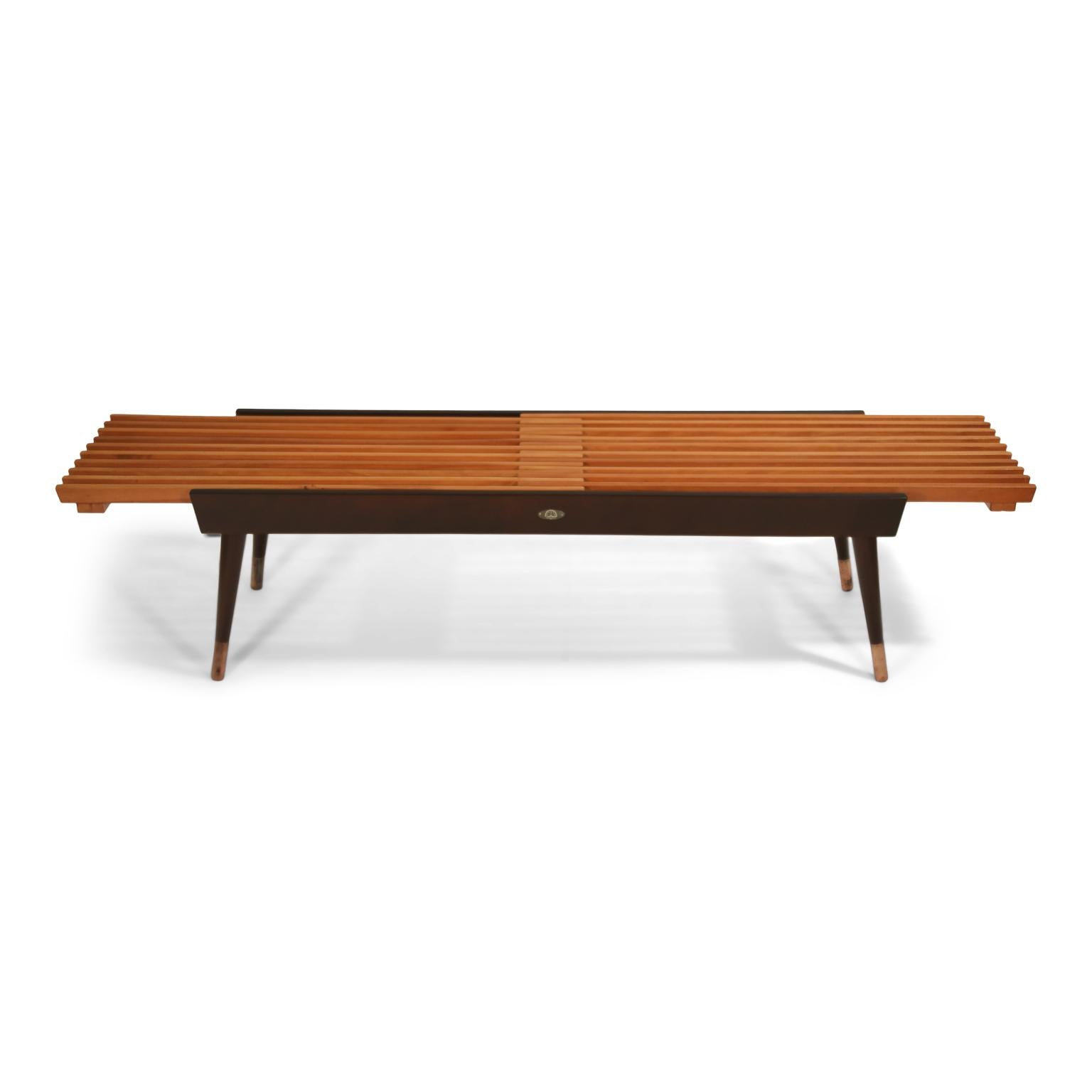 Mid-Century Modern Extendable Slatted Wood Bench or Coffee Table by Maruni, 1950s Hiroshima Japan