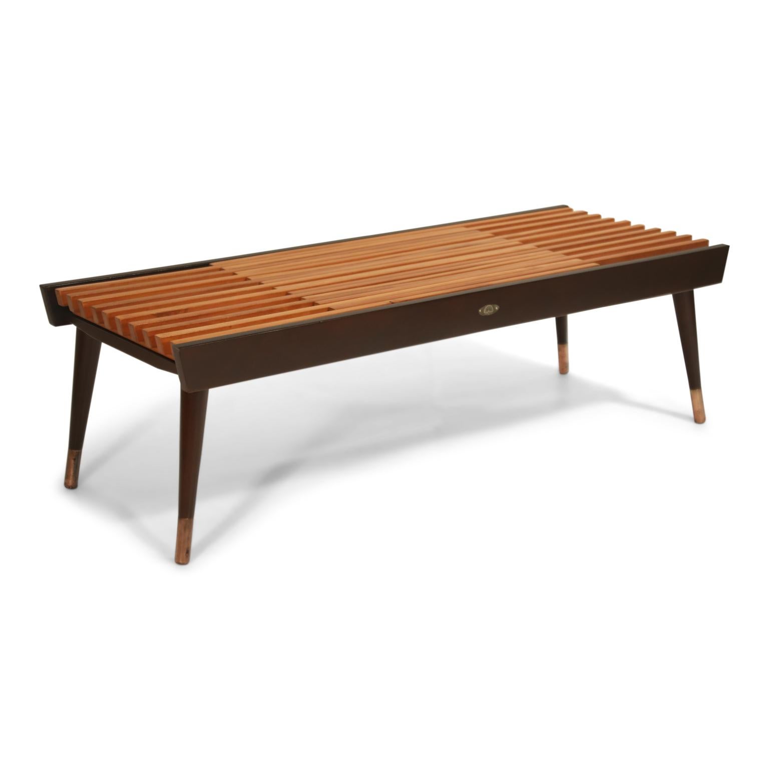 Extendable Slatted Wood Bench or Coffee Table by Maruni, 1950s Hiroshima Japan In Excellent Condition In Los Angeles, CA