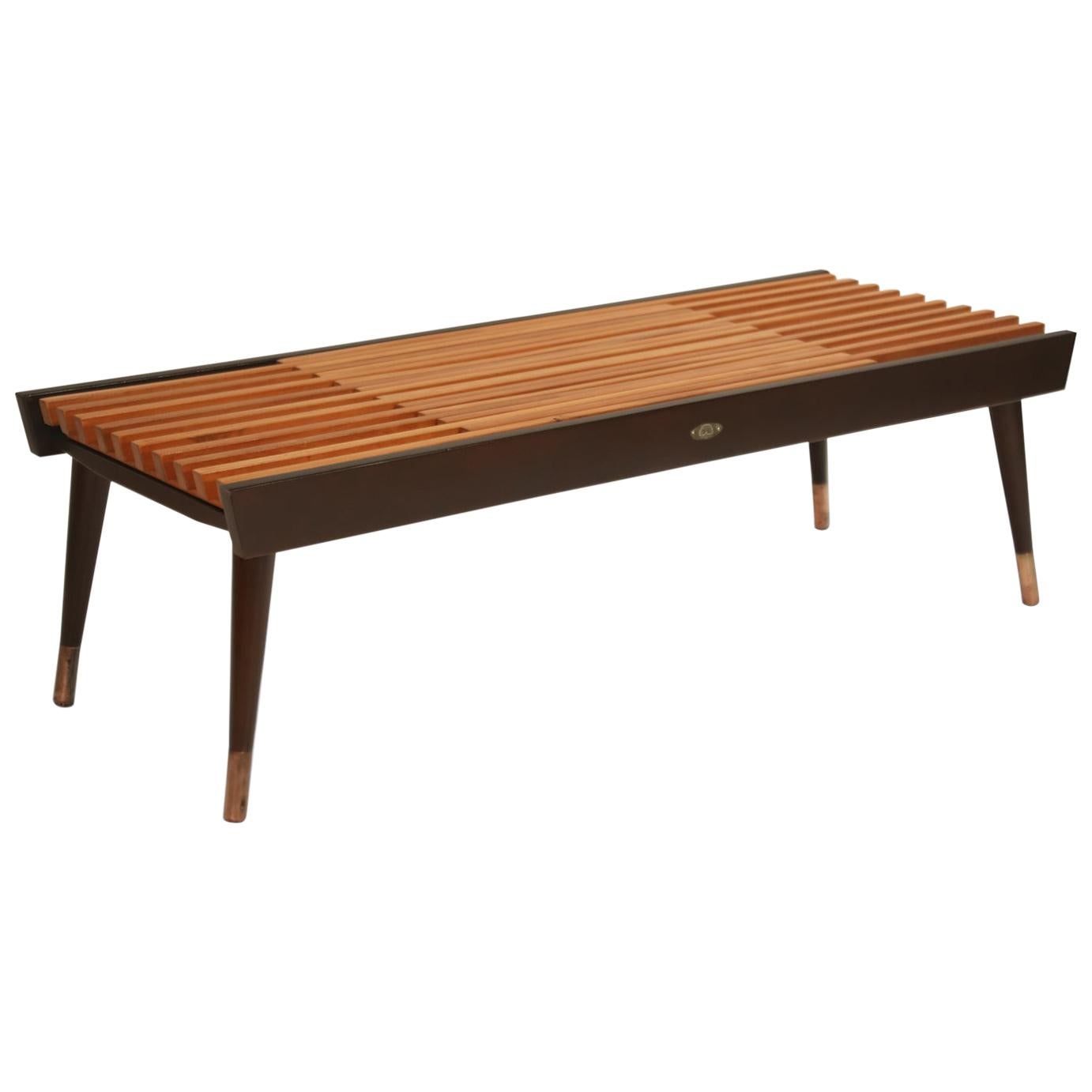 Extendable Slatted Wood Bench or Coffee Table by Maruni, 1950s Hiroshima Japan