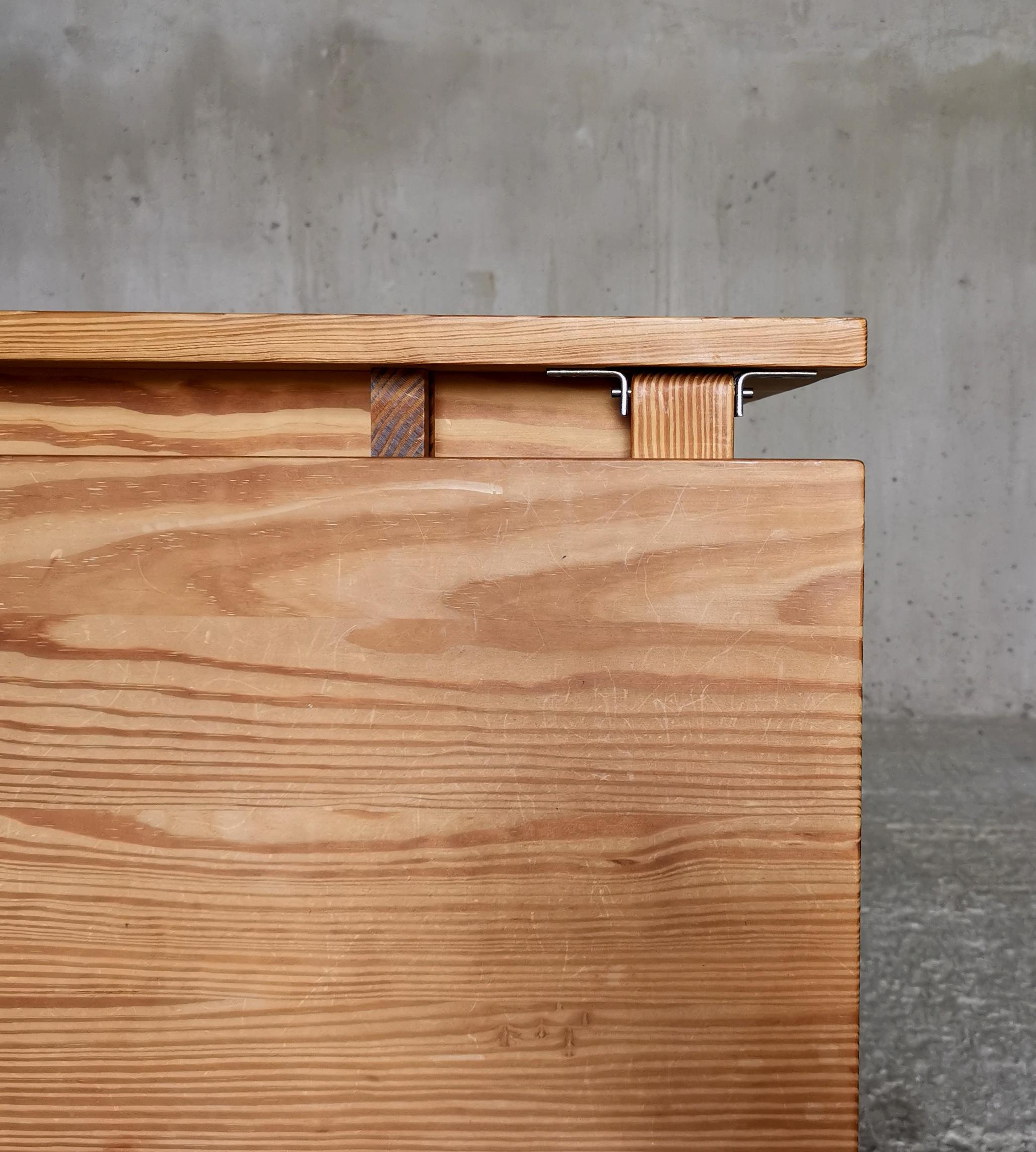 Table de bureau / salle à manger à abattant en pin d'Oregon massif, pièce de Compagnon Danemark années 1960 en vente 2
