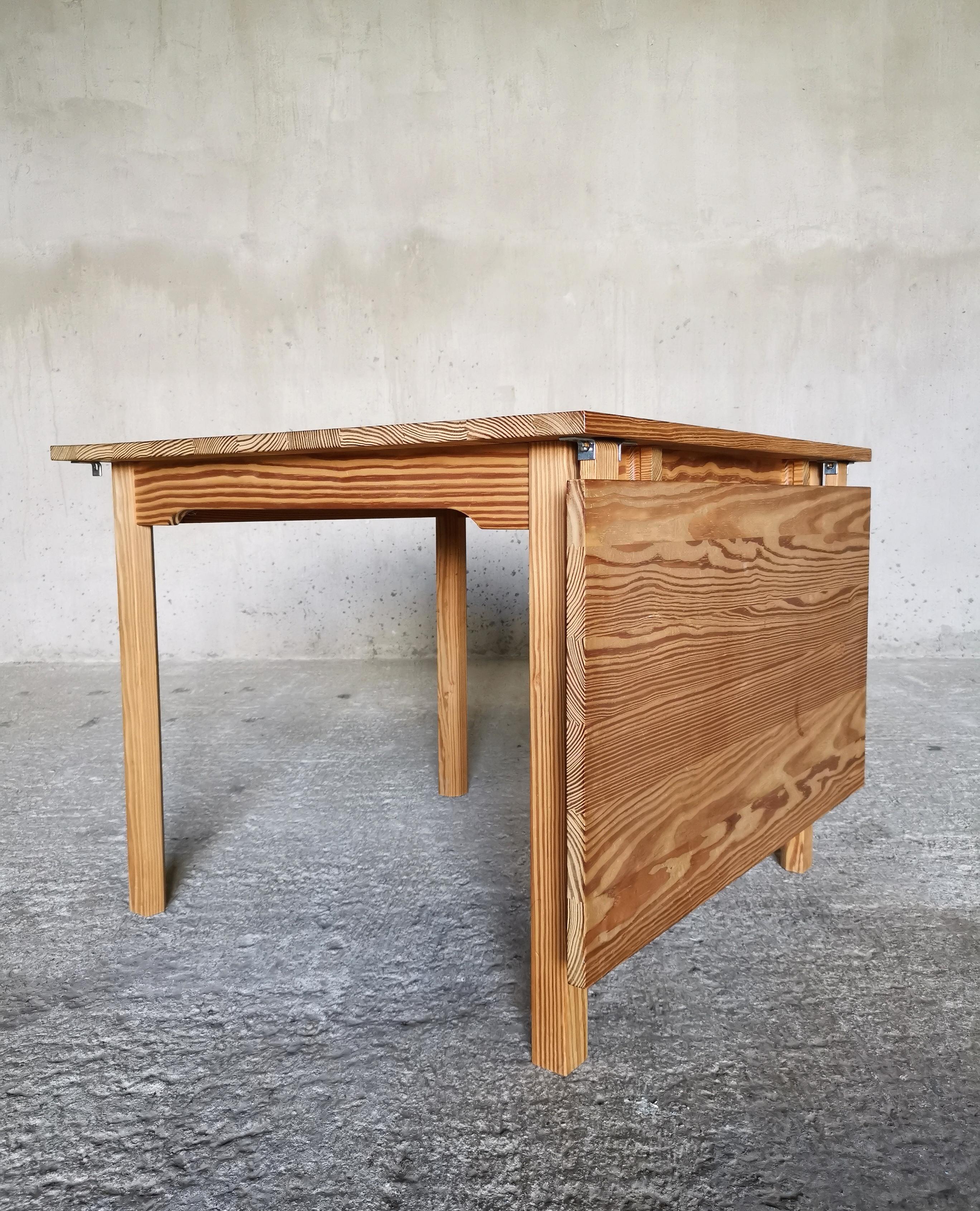 Table de bureau / salle à manger à abattant en pin d'Oregon massif, pièce de Compagnon Danemark années 1960 en vente 4