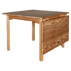 Solid Oregon Pine Drop Leaf Desk / Dining Table, Journeyman piece Denmark 1960s