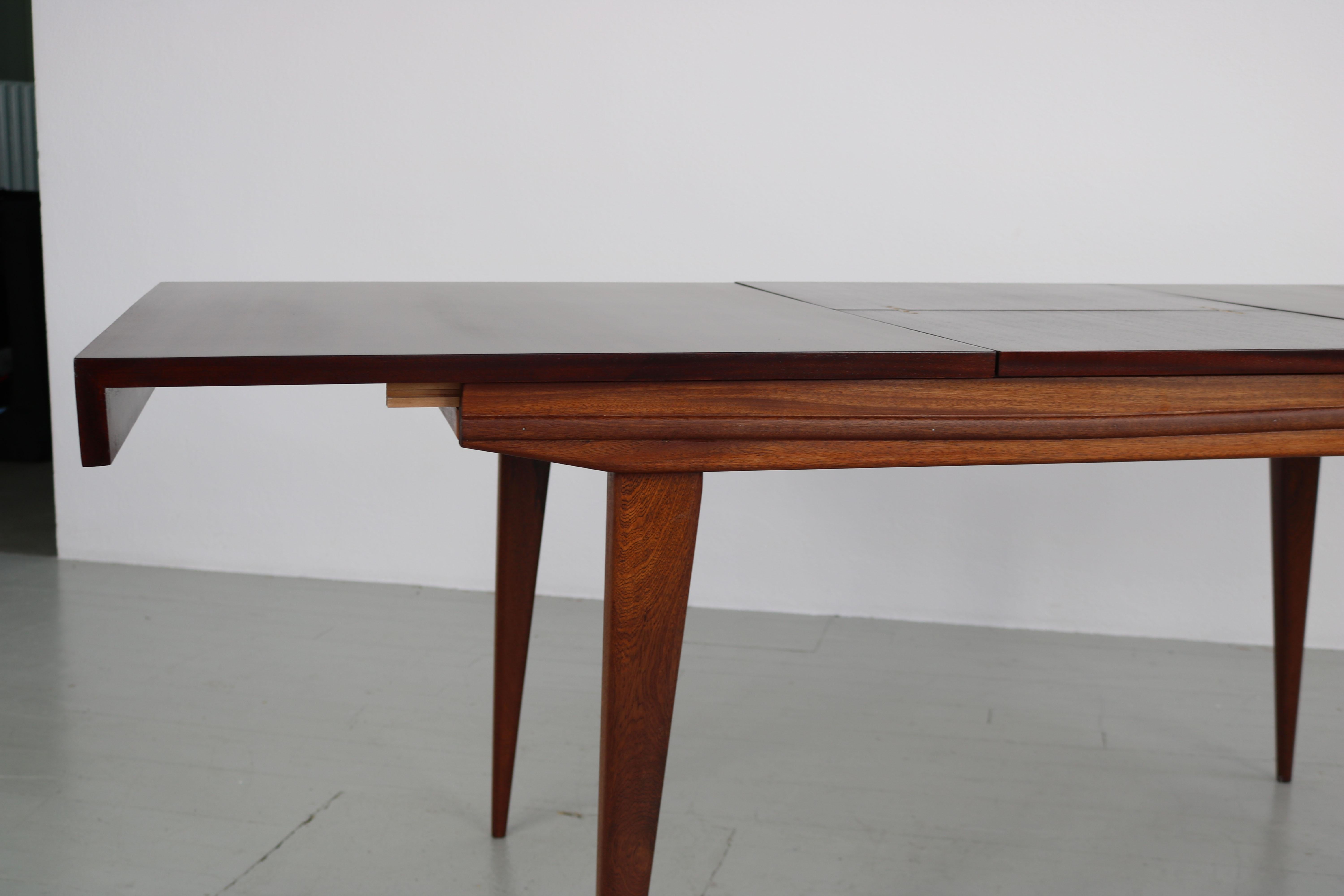 Table à rallonge extensible de Maurice Pr, conçue en France dans les années 1950 en vente 1