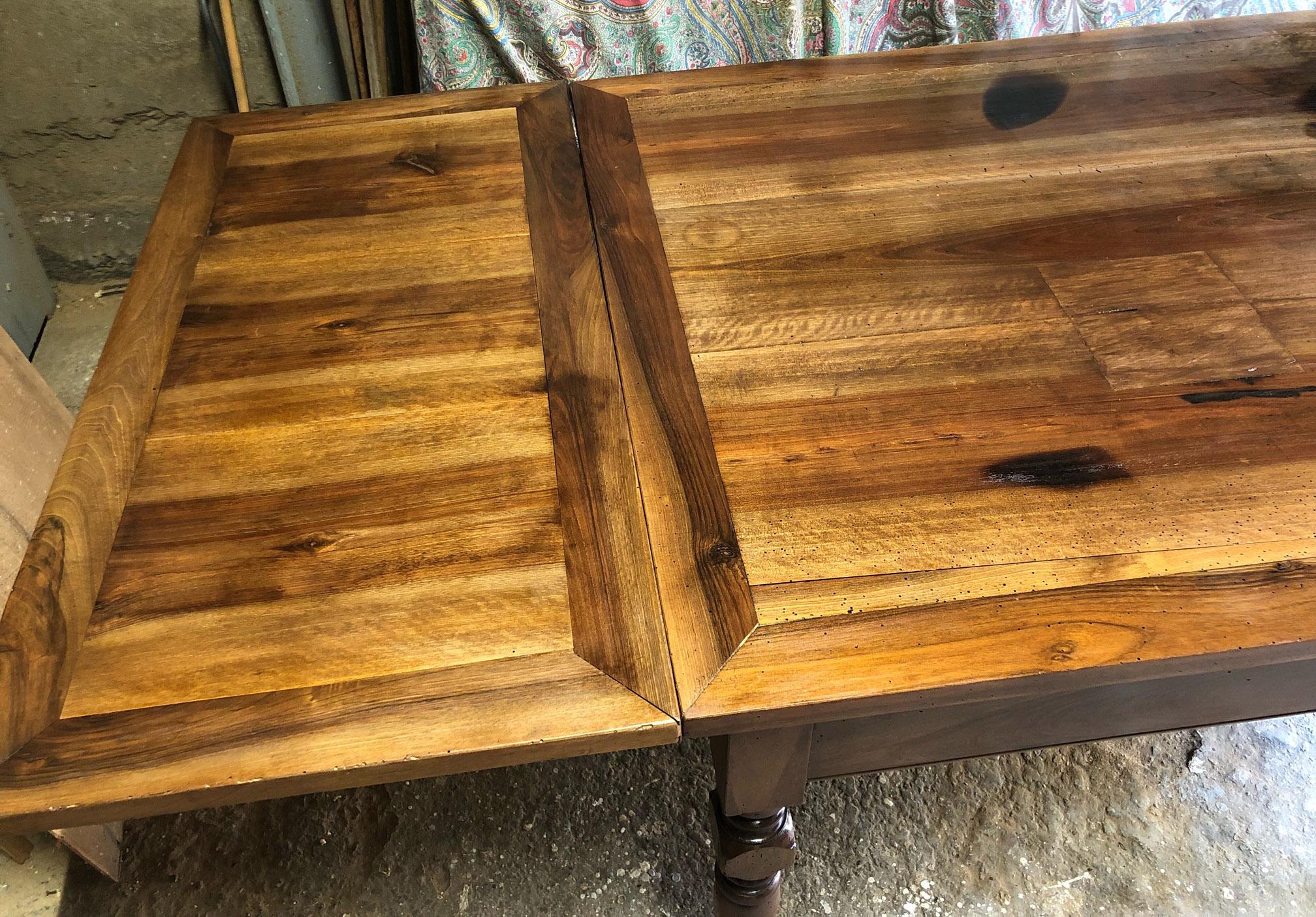 Extendable Table in Solid Tuscan Walnut, Original Farmhouse For Sale 7