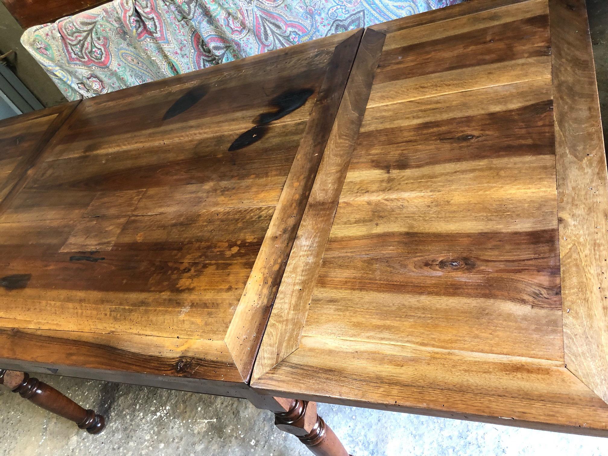 Rustic Extendable Table in Solid Tuscan Walnut, Original Farmhouse For Sale