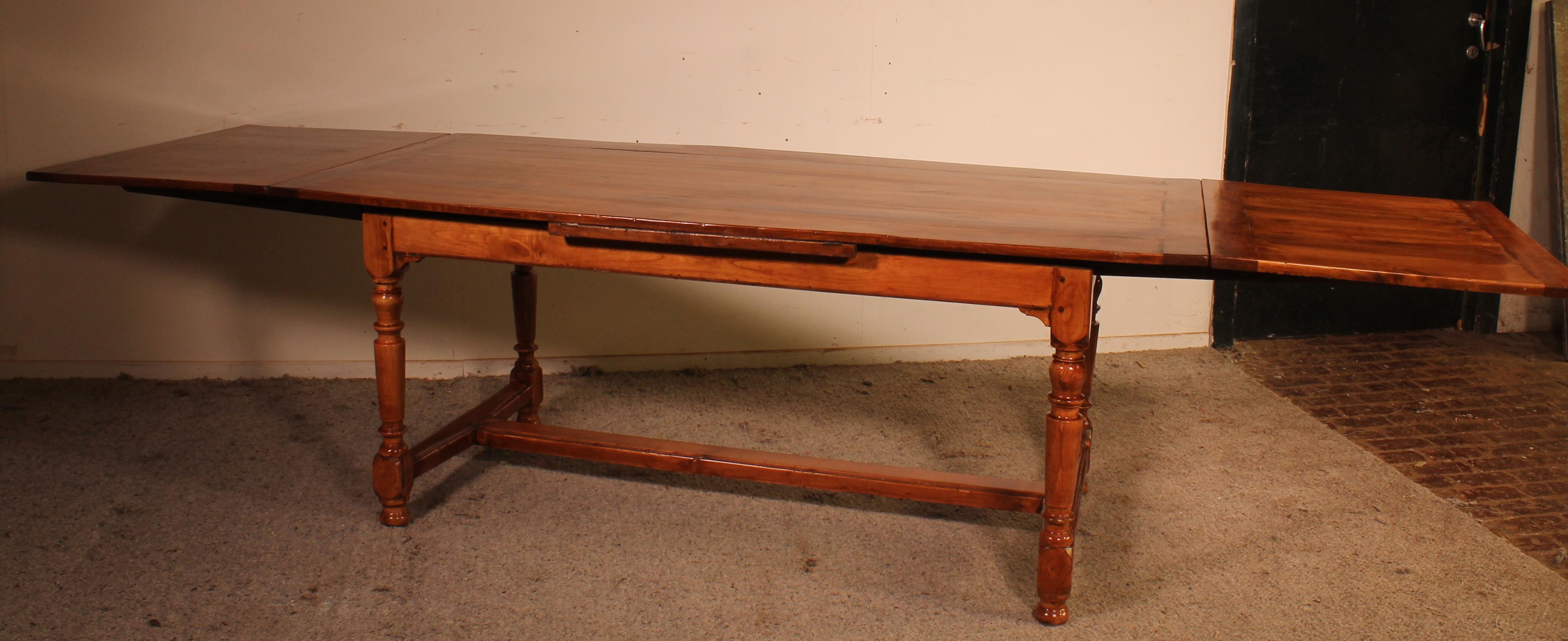 Cherry Extendable Table with Turned Legs, 19th Century, France