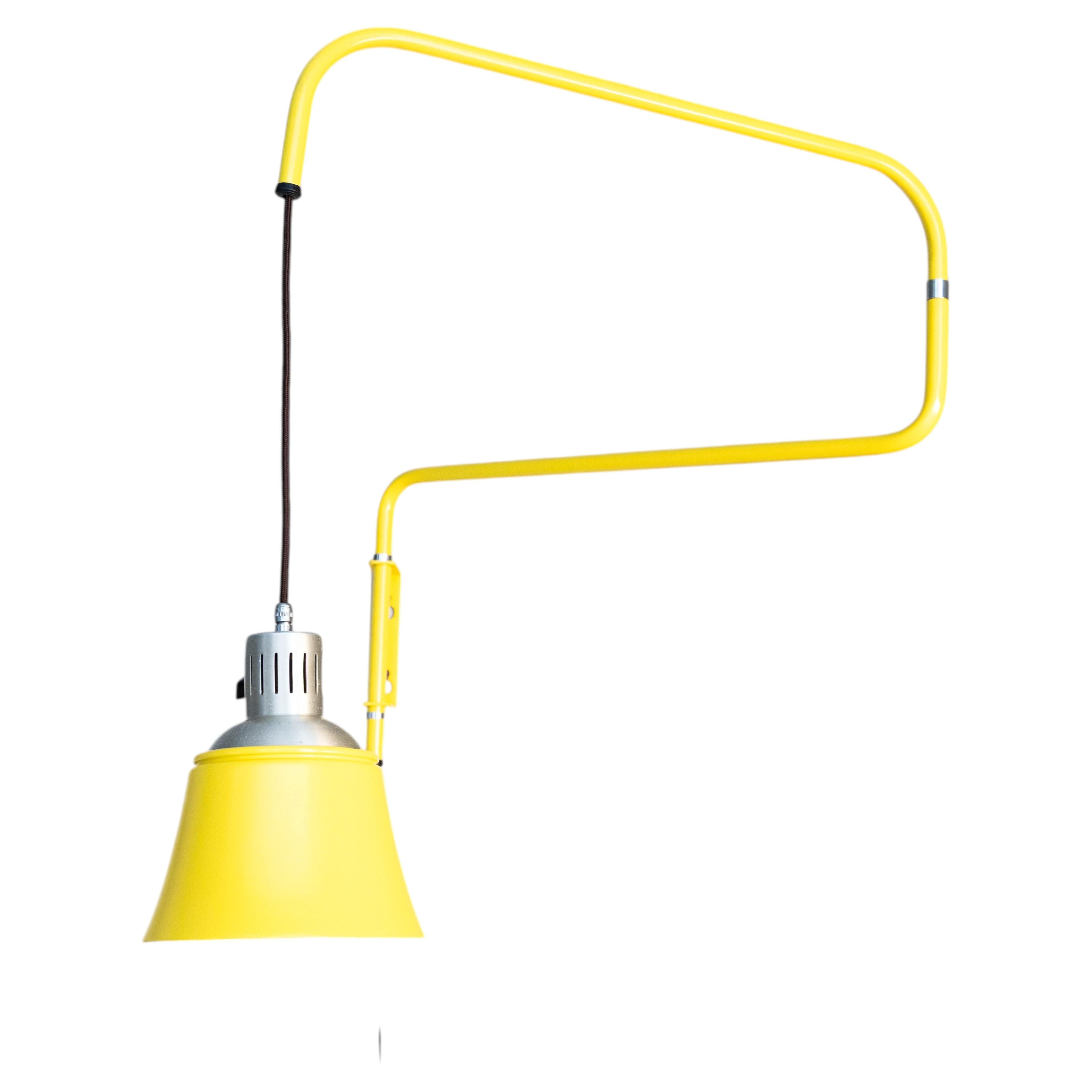 Extendable wall lamp Heinrich-Siegfried Bormann 1970 yellow version space age