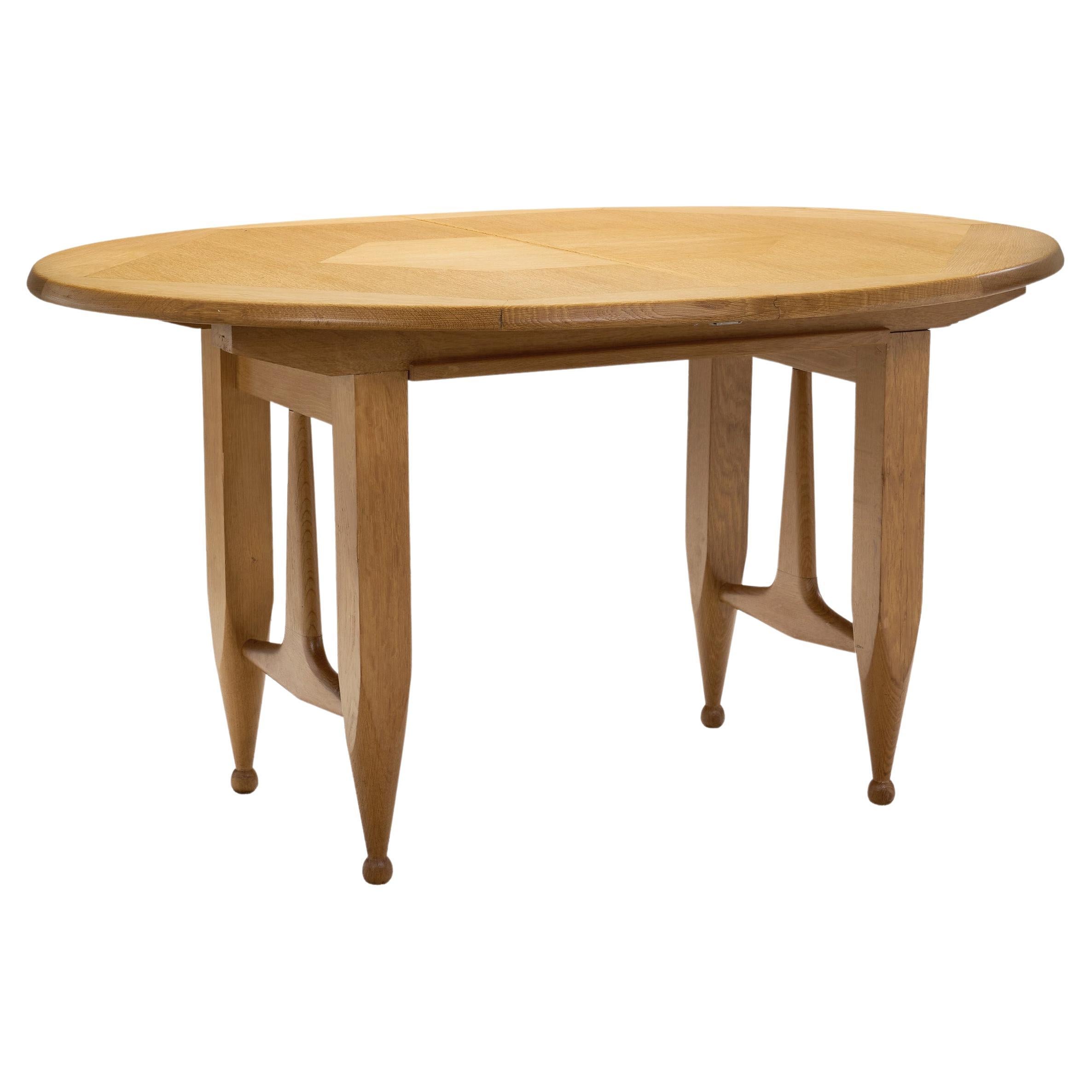 Table de salle à manger extensible en bois et placage de Guillerme et Chambron, France, années 1960