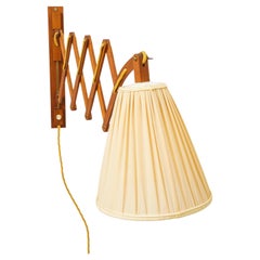 Extendable Wood Wall Lamp with Fabric Shade Vienna Around 1950s