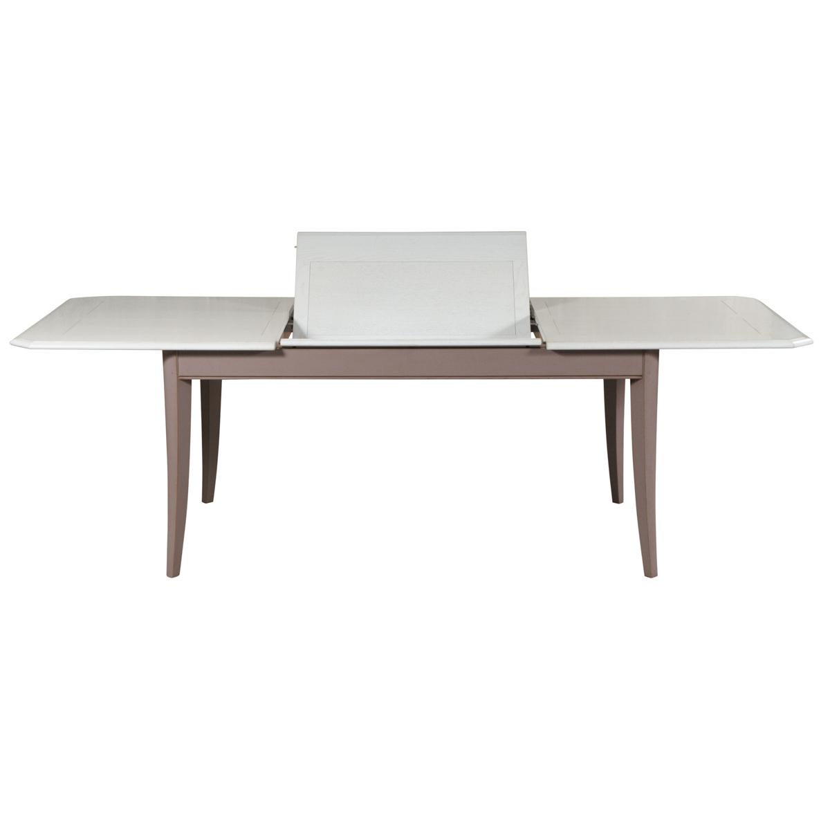 Francese Tavolo allungabile in rovere laccato grigio, stile campagna francese TRADITION in vendita