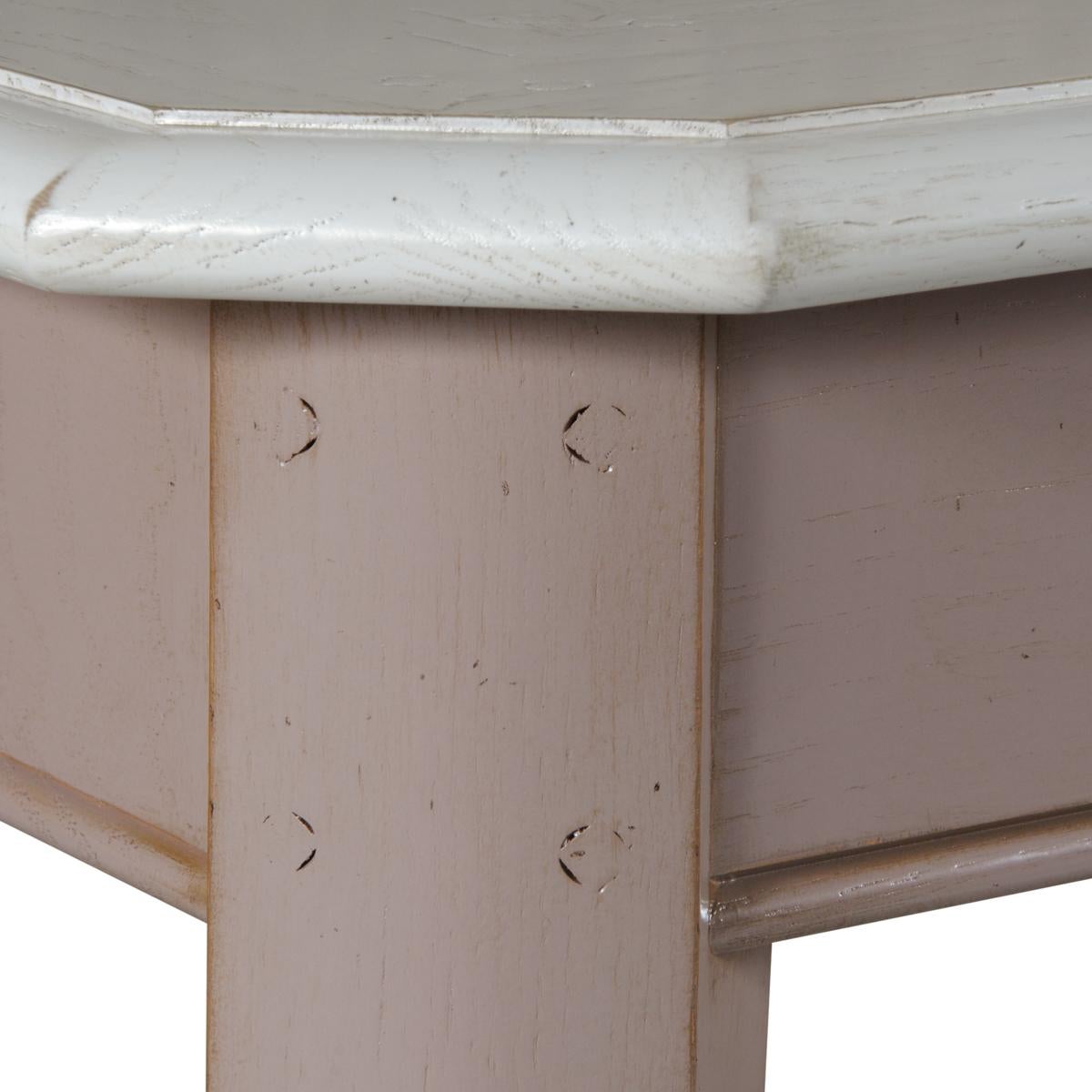Legno Tavolo allungabile in rovere laccato grigio, stile campagna francese TRADITION in vendita