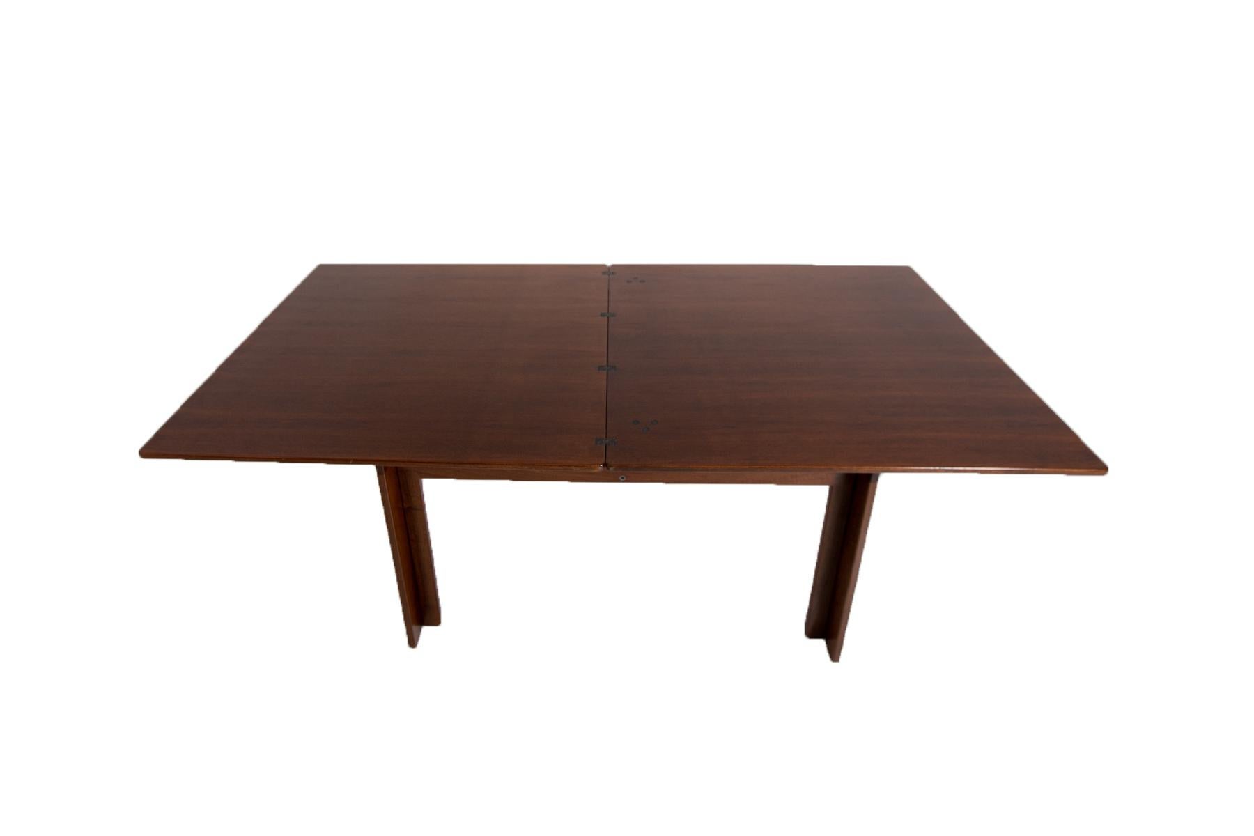 Extendible Walnut Table by Afra & Tobia Scarpa for Cassina Mod. 