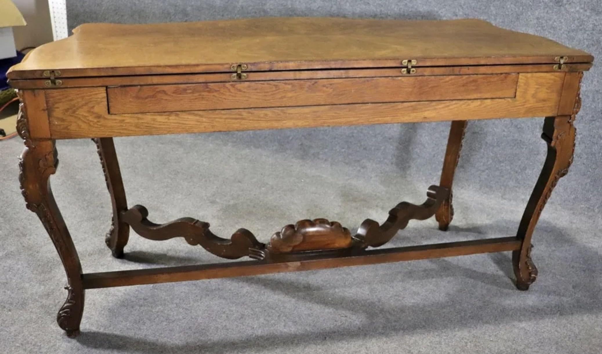 Inlay Extending Antique Console Table For Sale