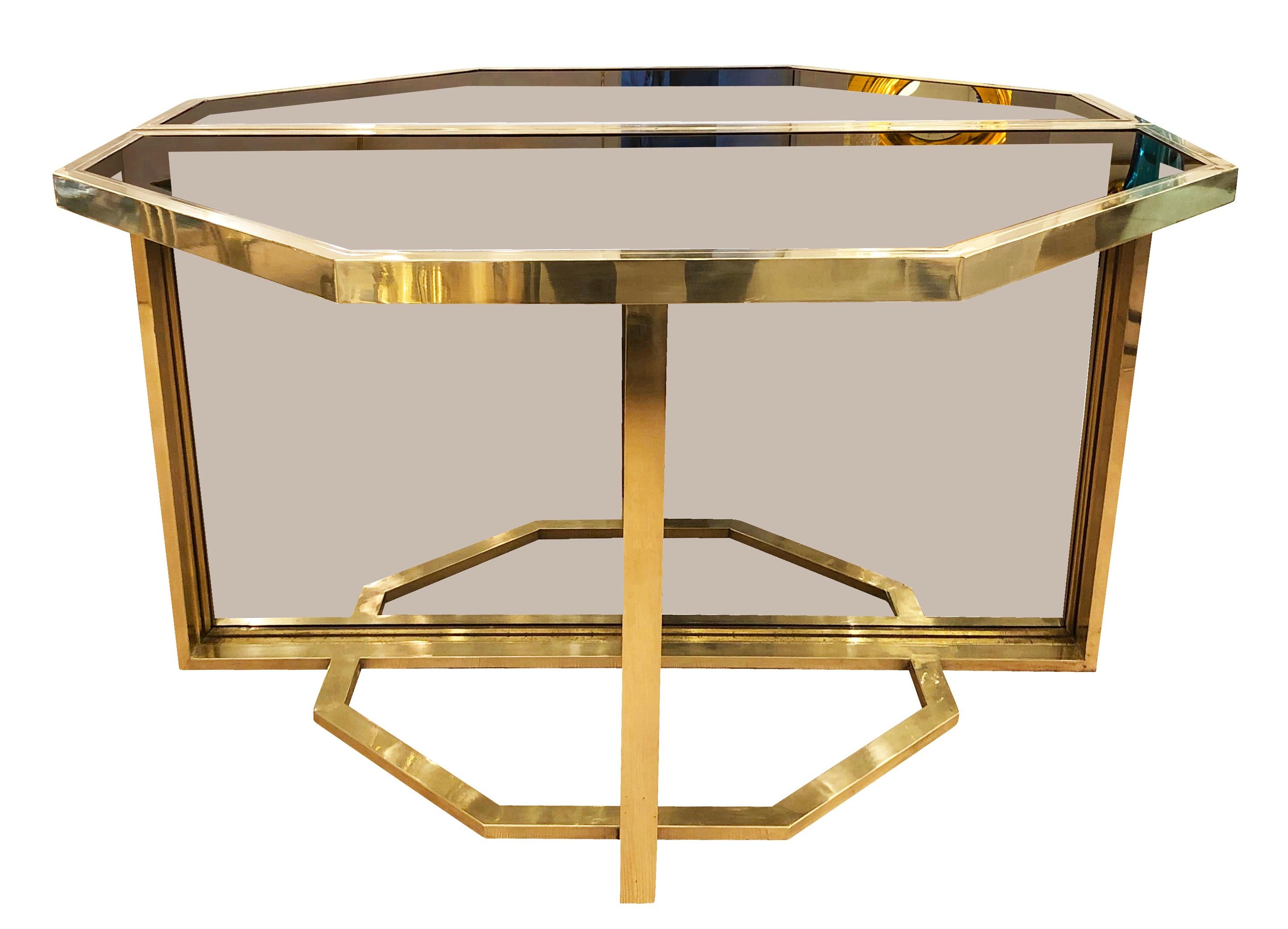 Mid-Century Modern Extending Brass and Glass Table by Romeo Rega, Italy, 1960s For Sale