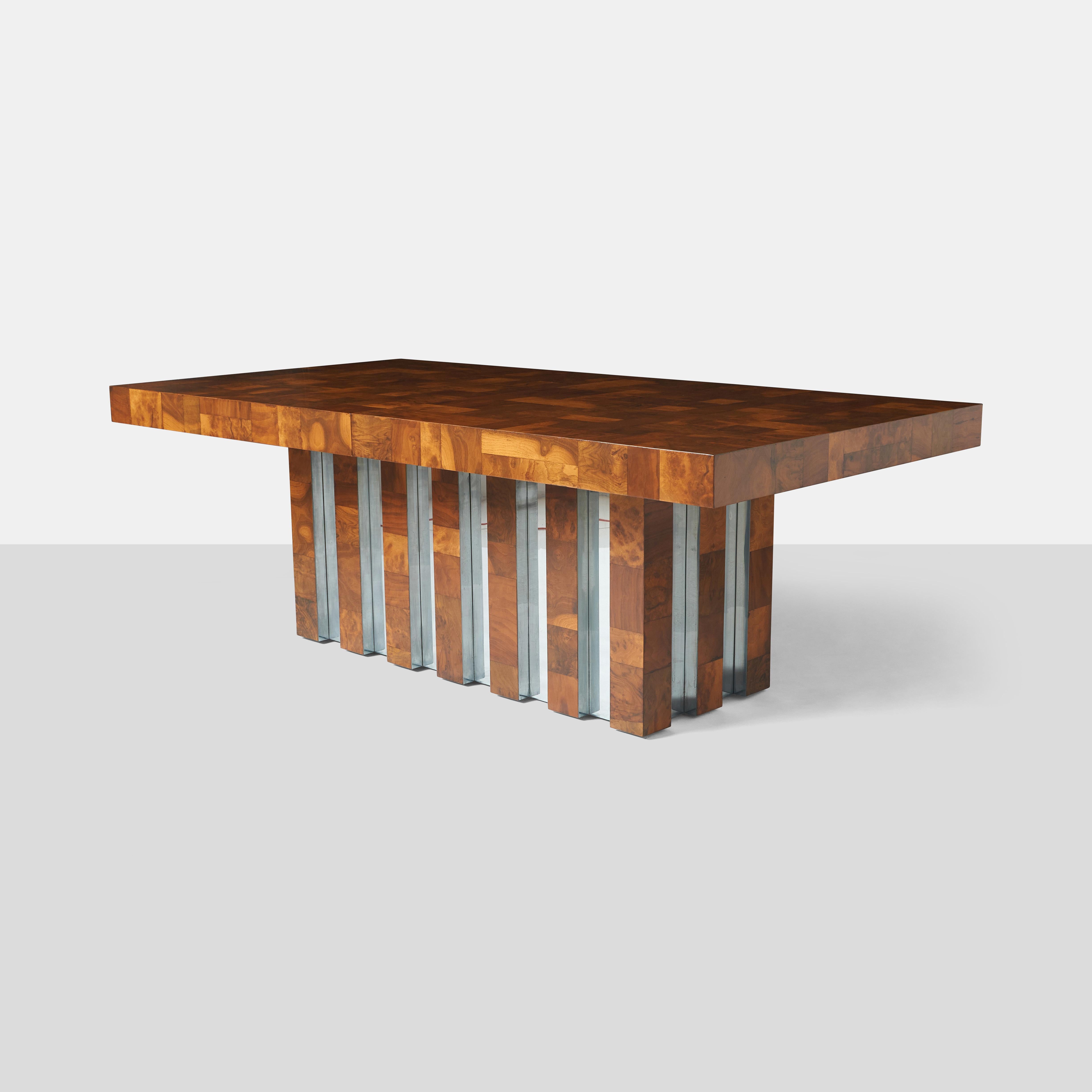 Modern Extending Burlwood Table by Paul Evans for Directional