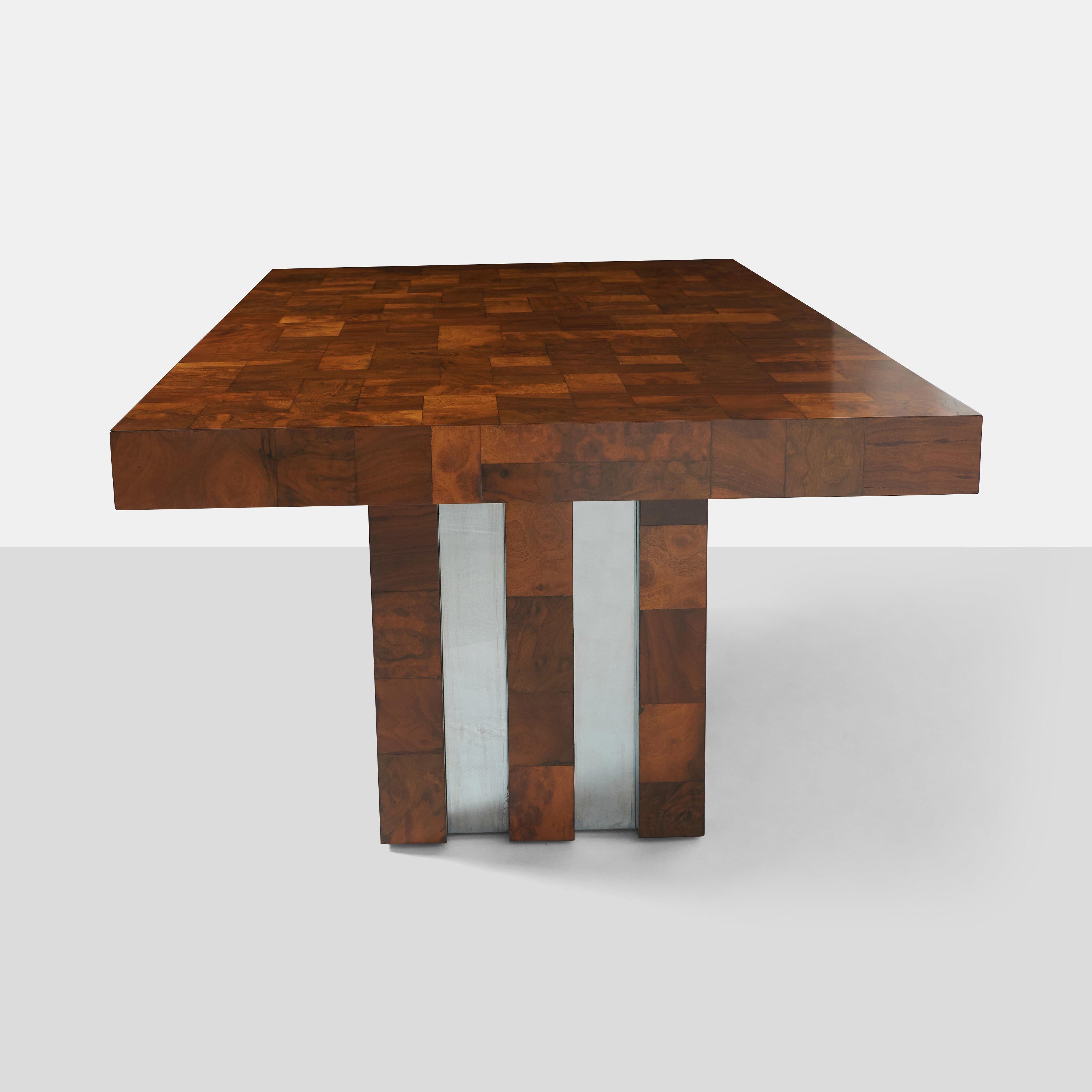 American Extending Burlwood Table by Paul Evans for Directional