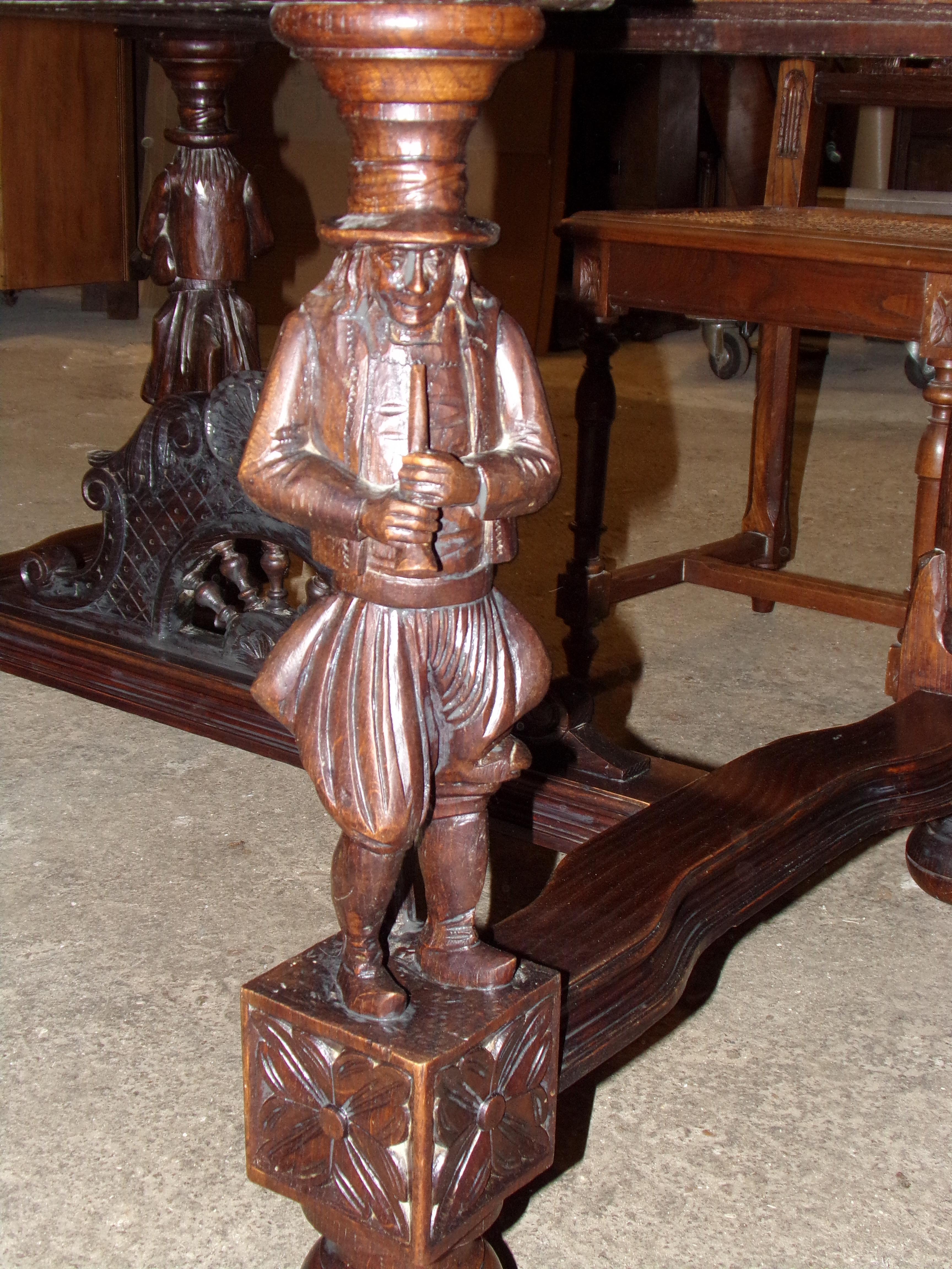 French Extending Carved Oak Breton Dining Table, circa 1890 For Sale
