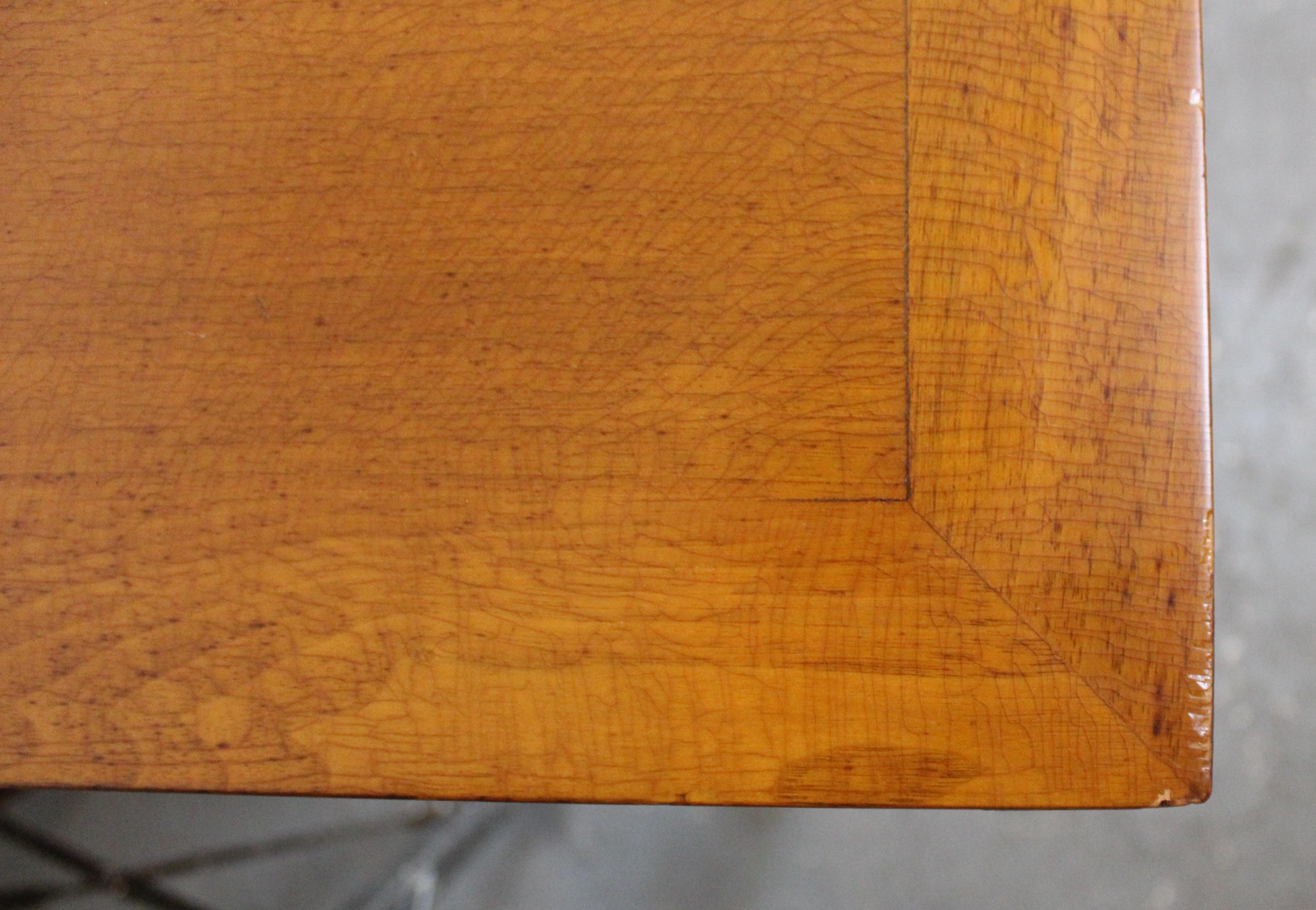 Extending Checkerboard Pattern Dining Table w/ 2 Leaves For Sale 13