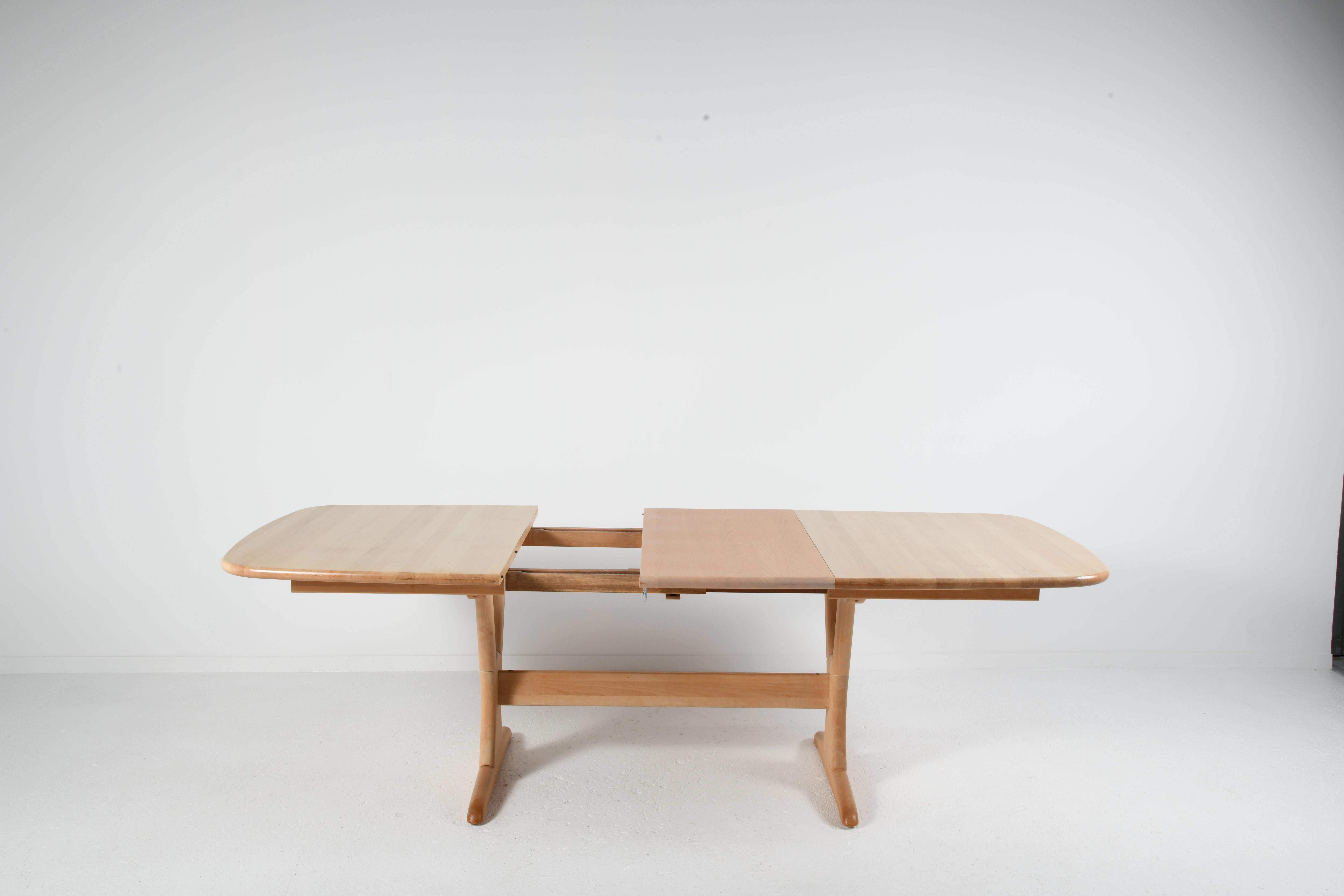 Extending danish large table solid beech with amazing system for 6 to 12 seats 2