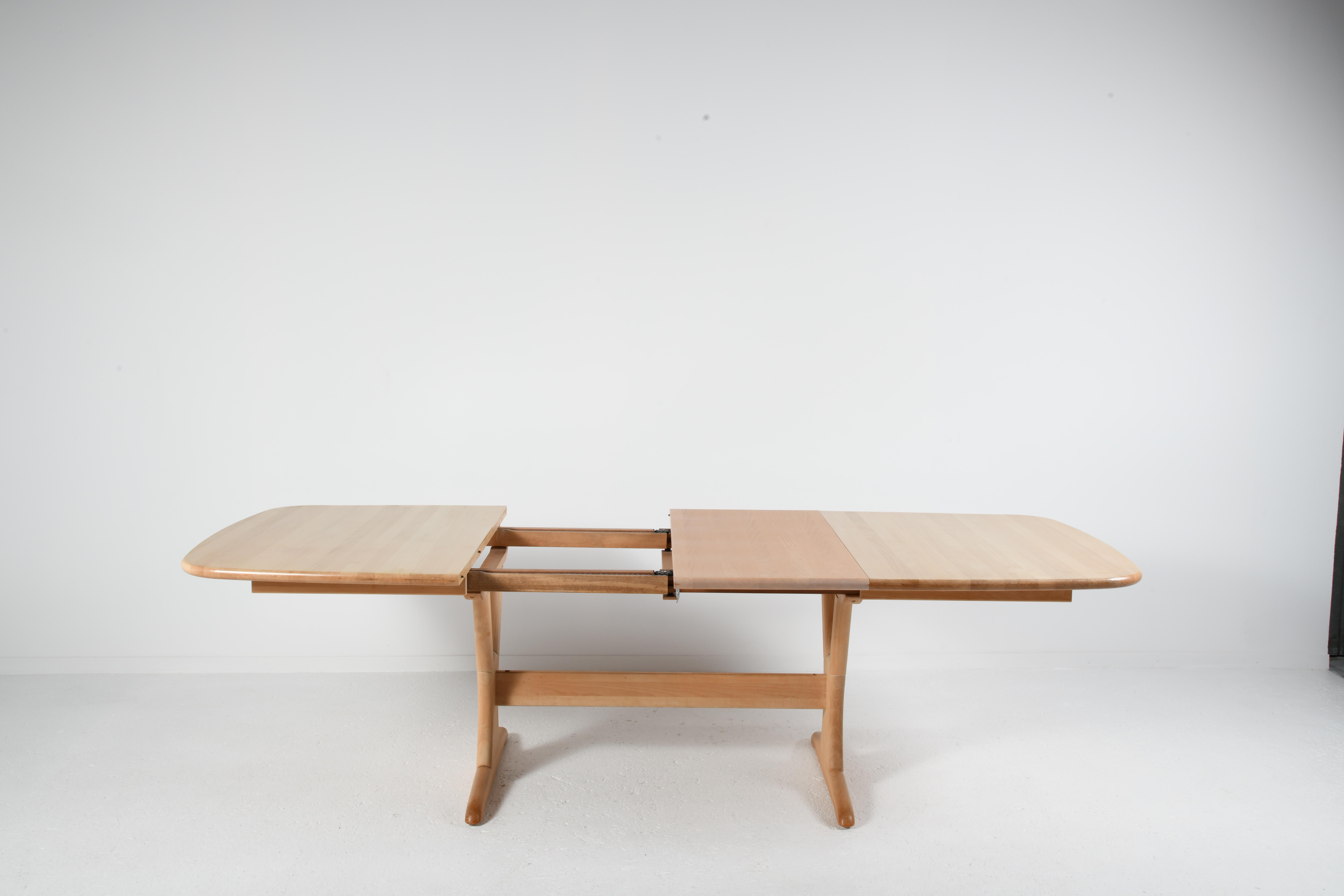 Extending danish large table solid beech with amazing system for 6 to 12 seats 3