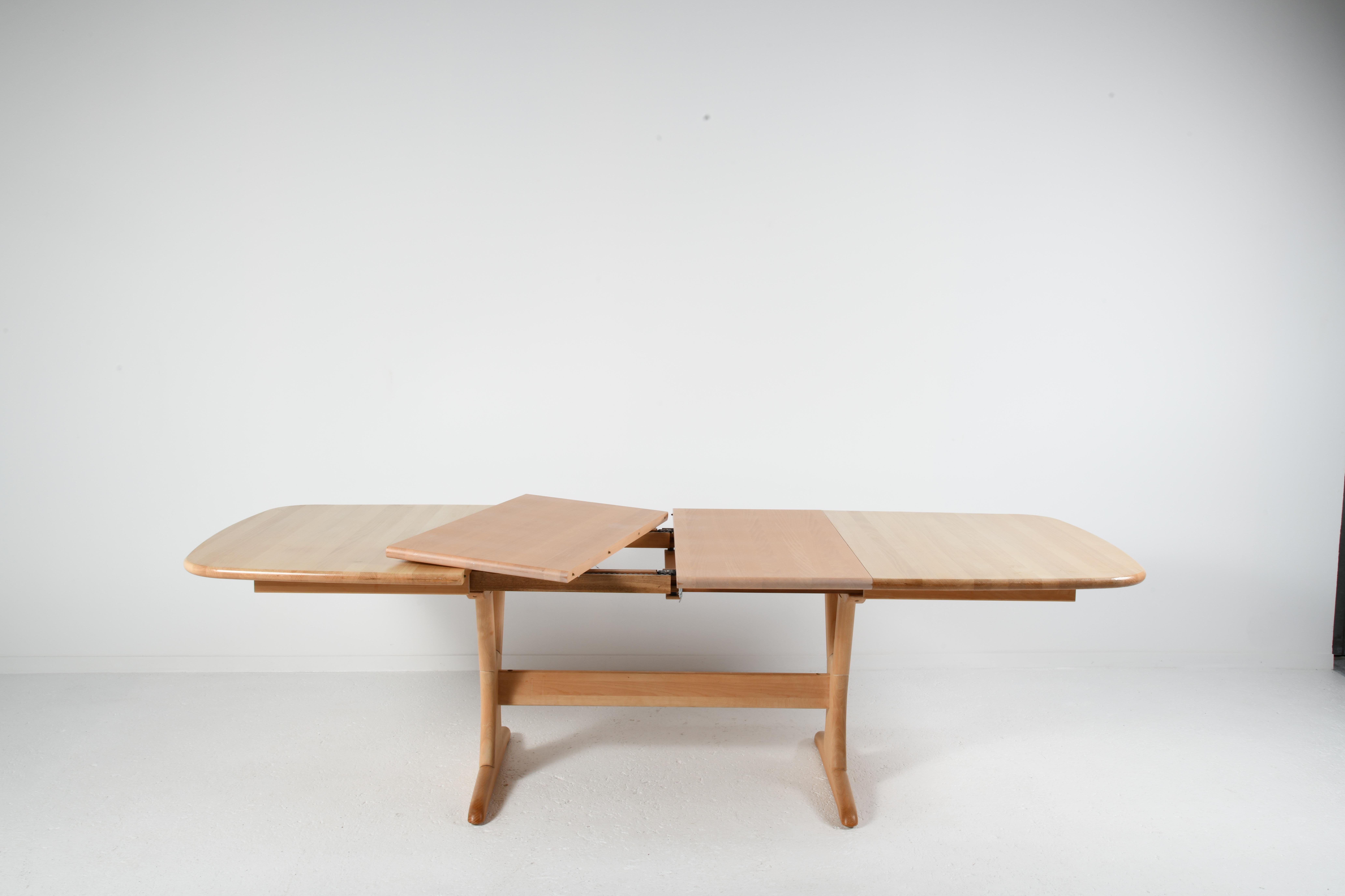 Extending danish large table solid beech with amazing system for 6 to 12 seats 4