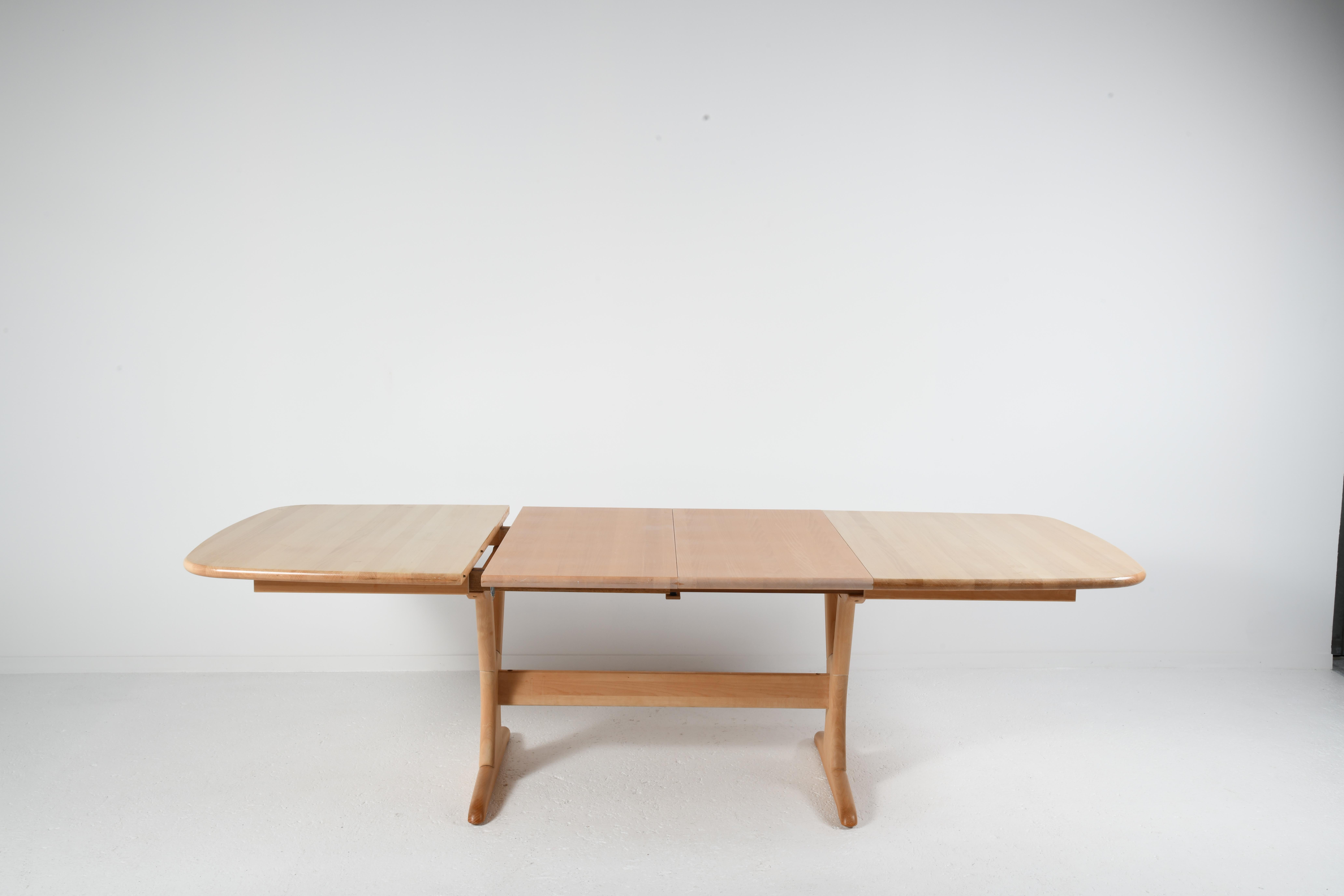 Extending danish large table solid beech with amazing system for 6 to 12 seats 5