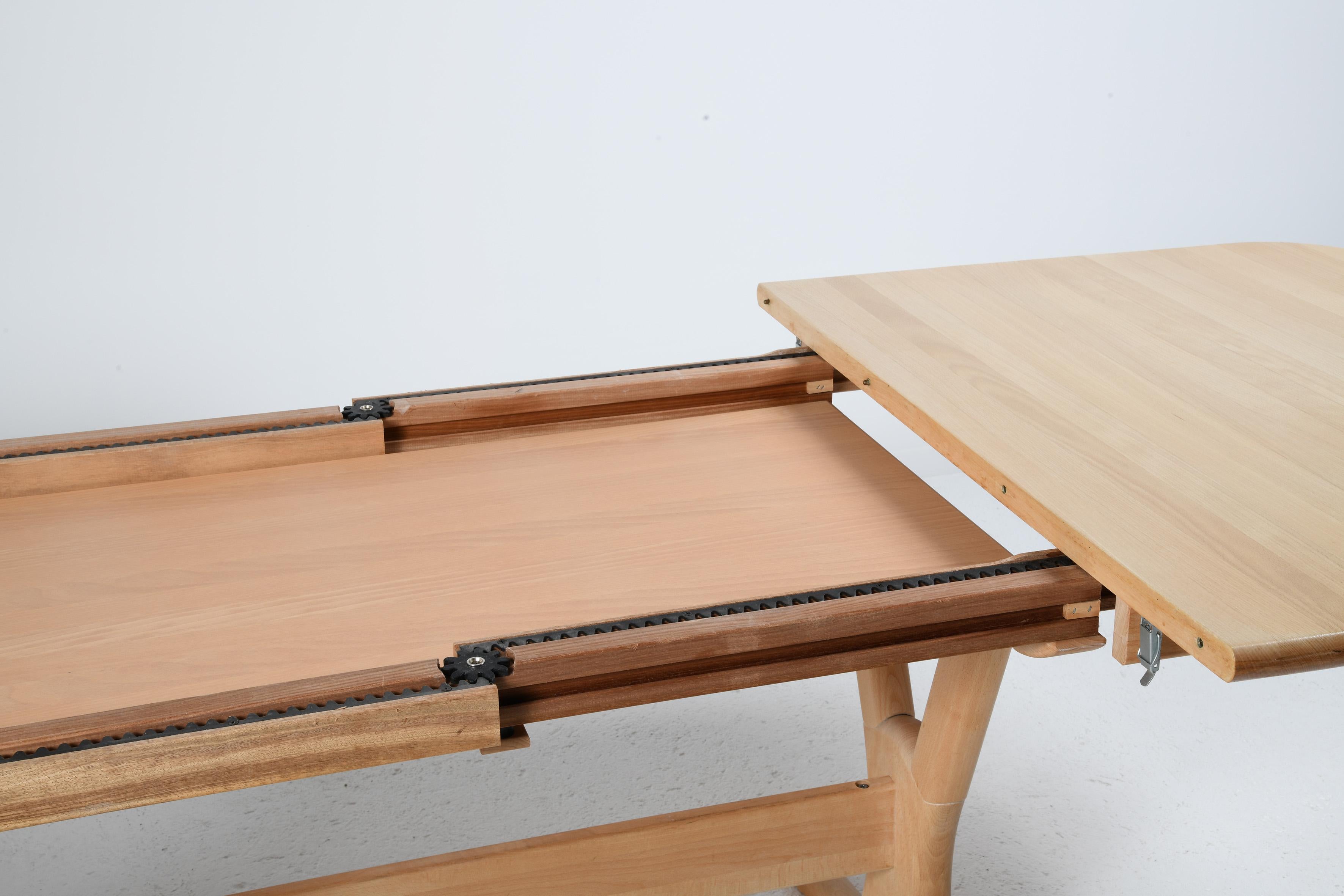Extending danish large table solid beech with amazing system for 6 to 12 seats 9