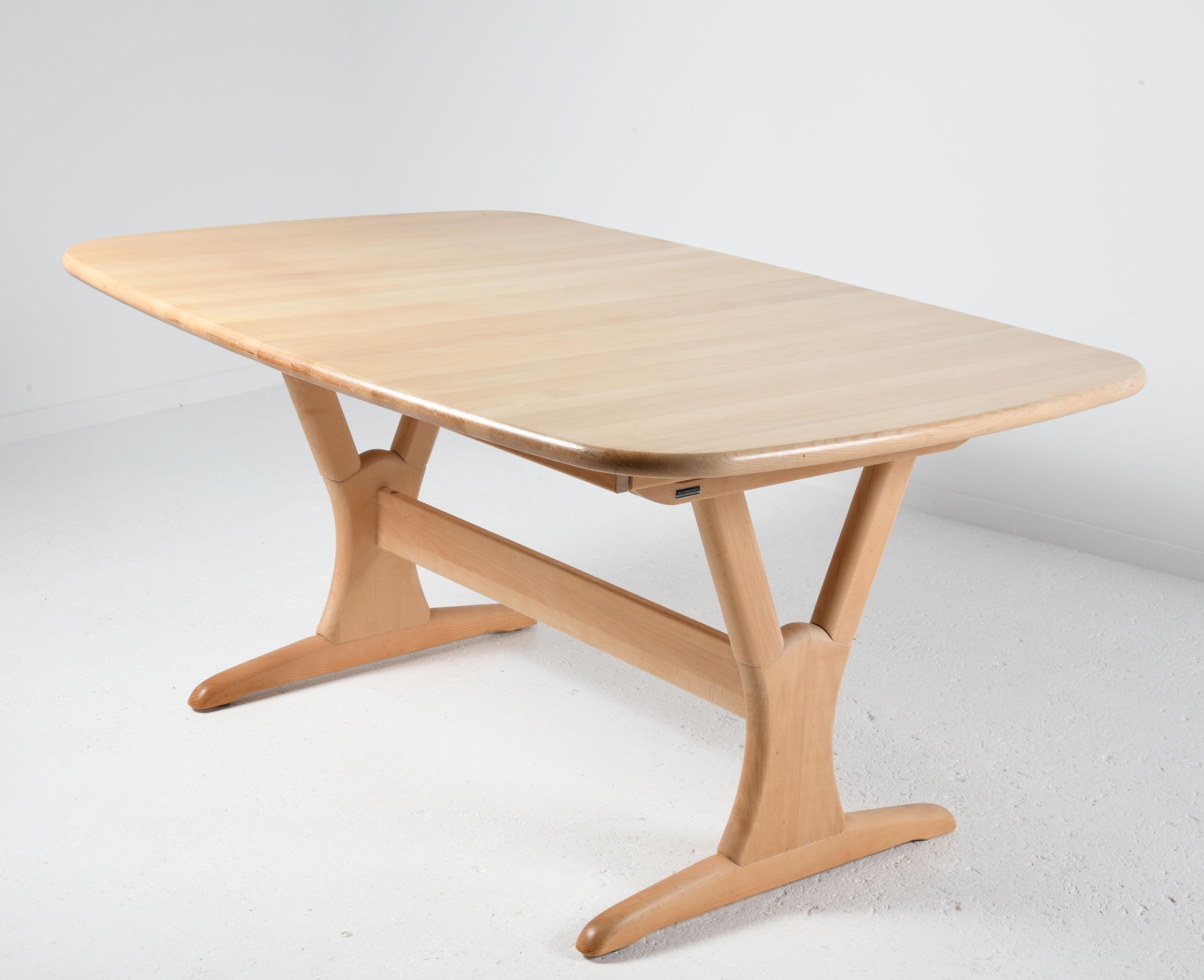 Scandinavian Modern Extending danish large table solid beech with amazing system for 6 to 12 seats