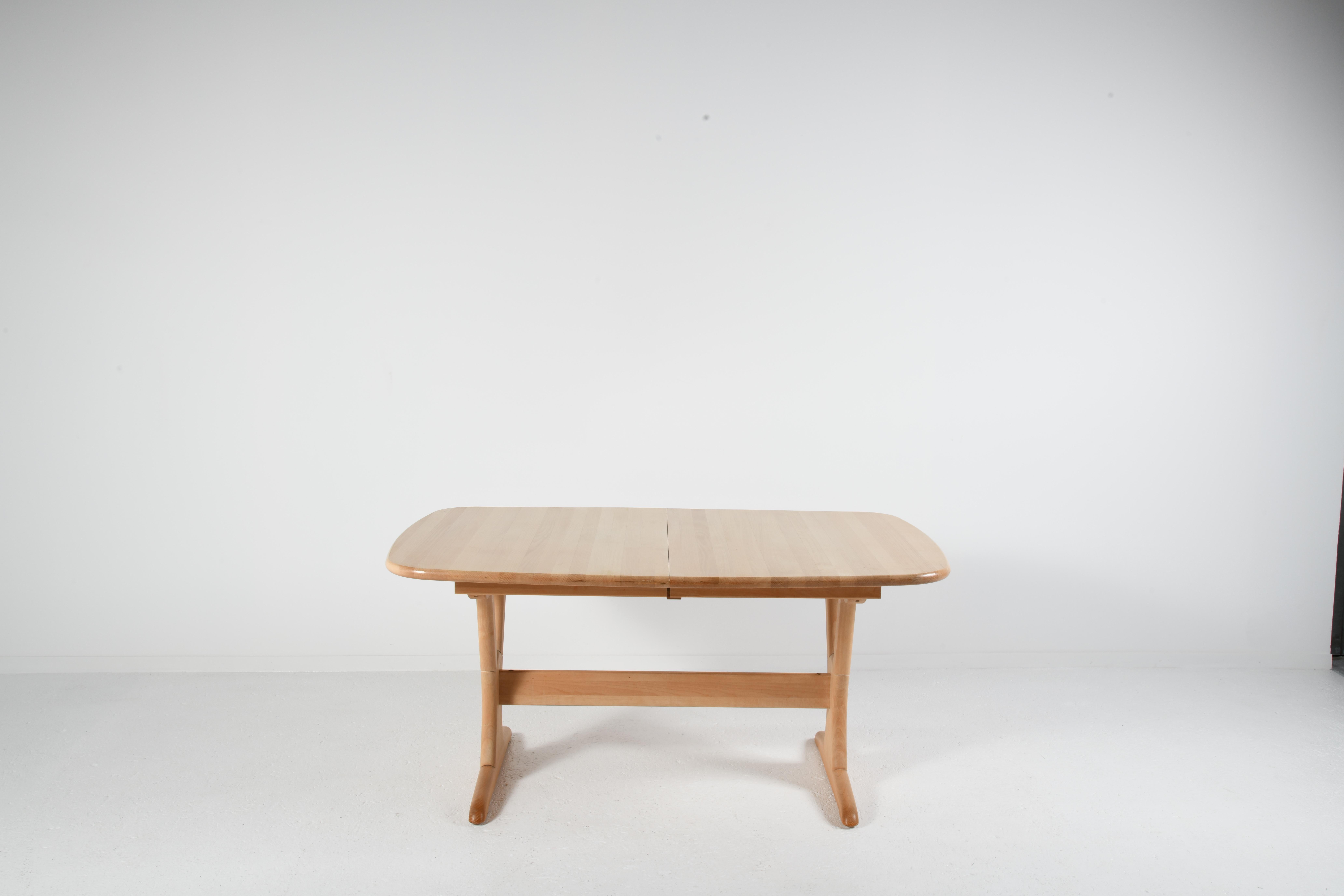 Danish Extending danish large table solid beech with amazing system for 6 to 12 seats