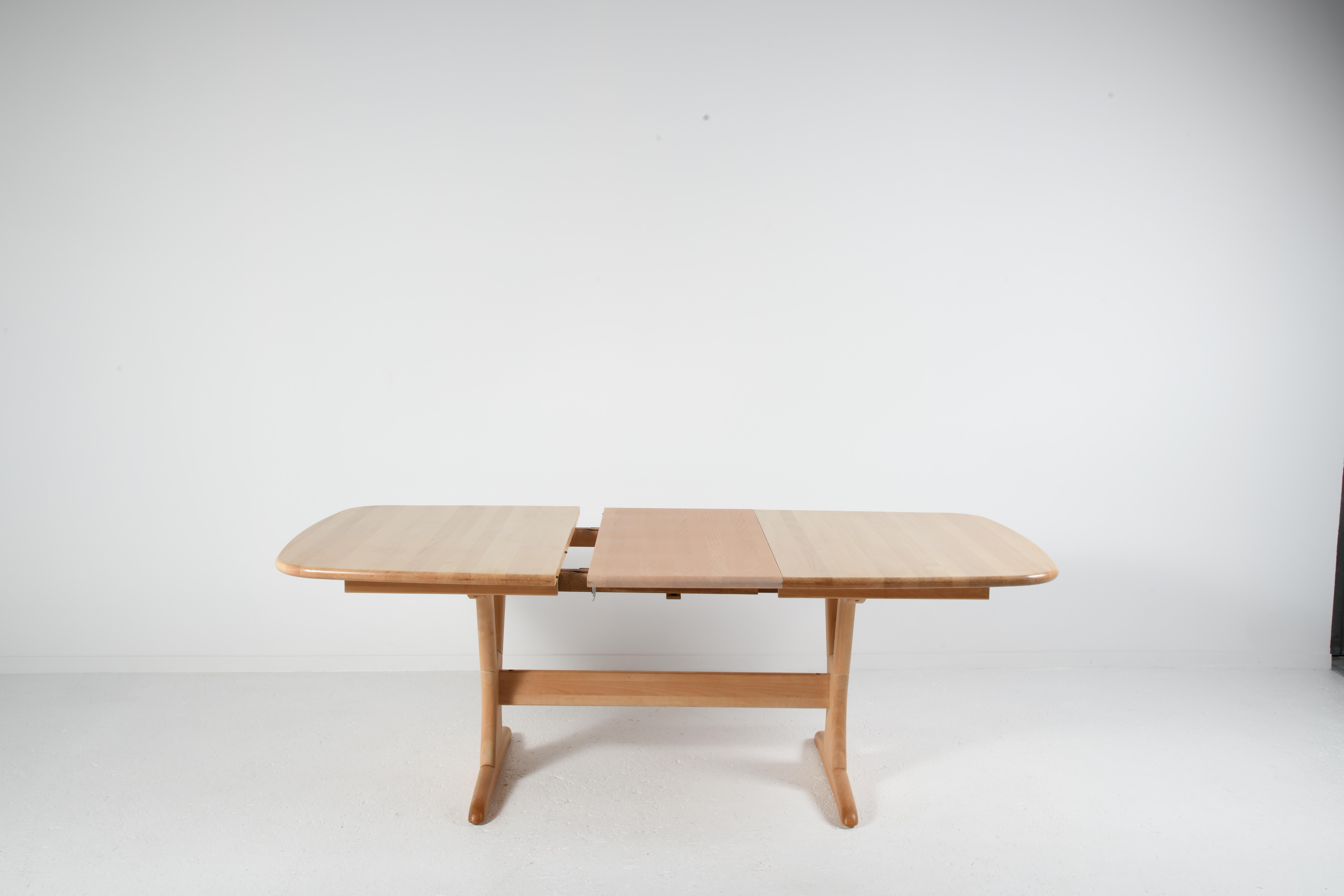 Extending danish large table solid beech with amazing system for 6 to 12 seats 1