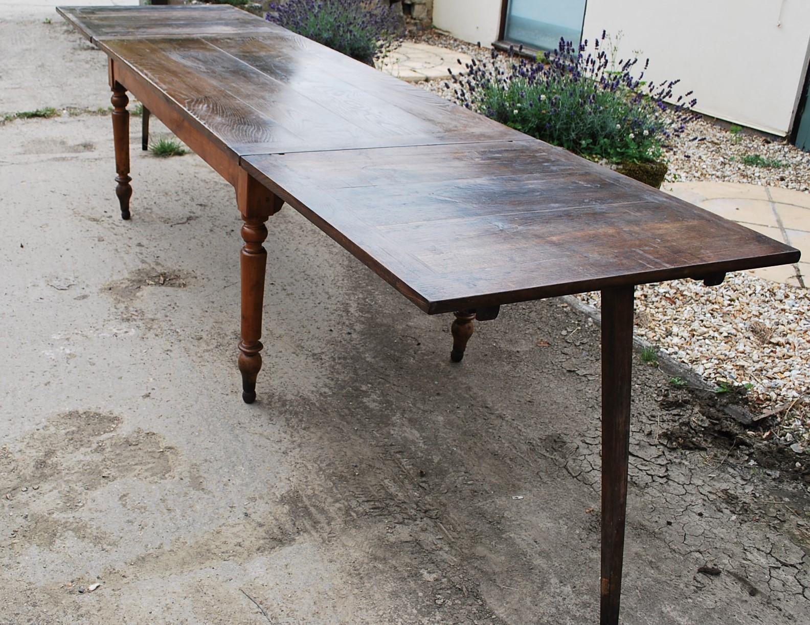 Late 19th Century Extending French Farmhouse Dining Kitchen Table For Sale