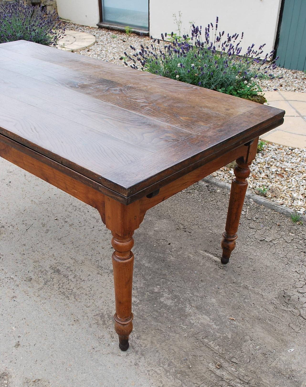 Extending French Farmhouse Dining Kitchen Table For Sale 1