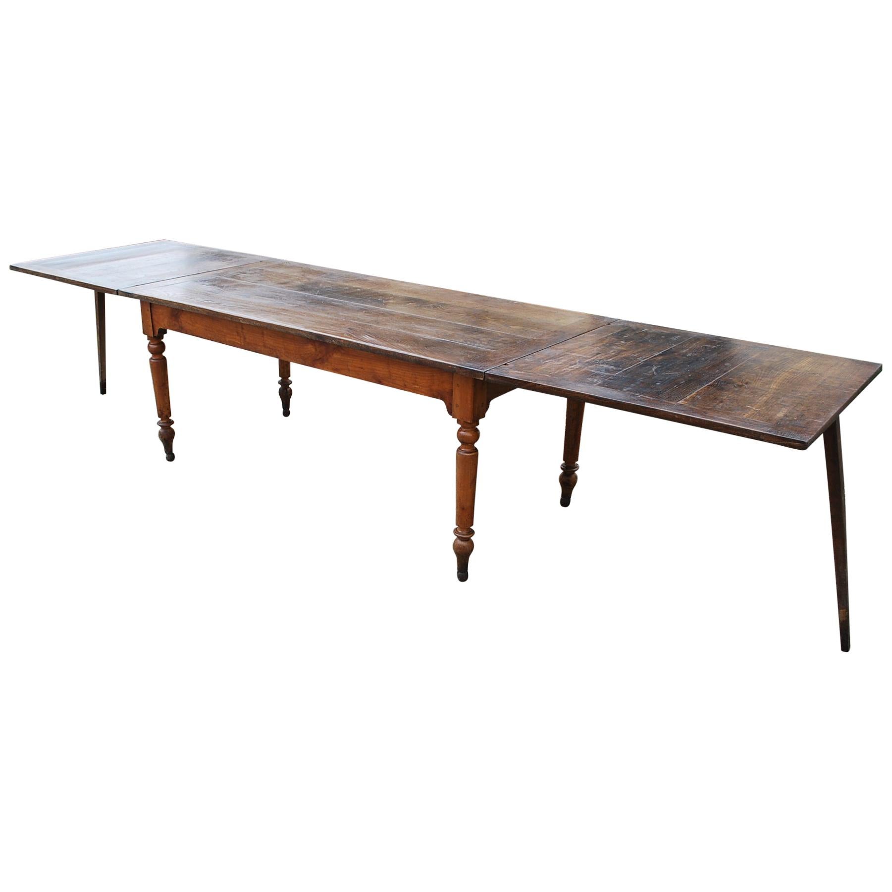 Extending French Farmhouse Dining Kitchen Table For Sale