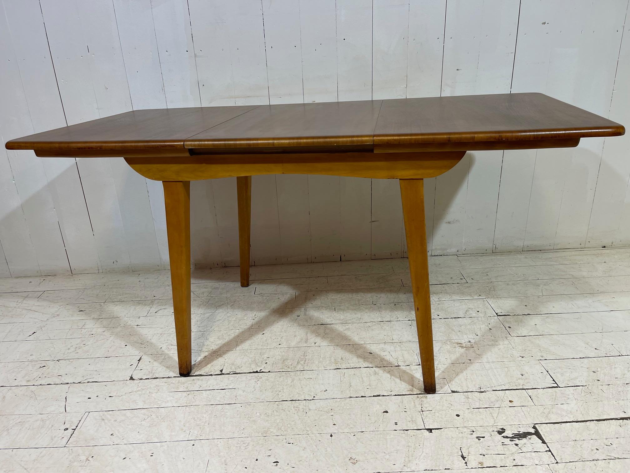 Velvet Extending Mid Century Dining Table and Chairs  For Sale