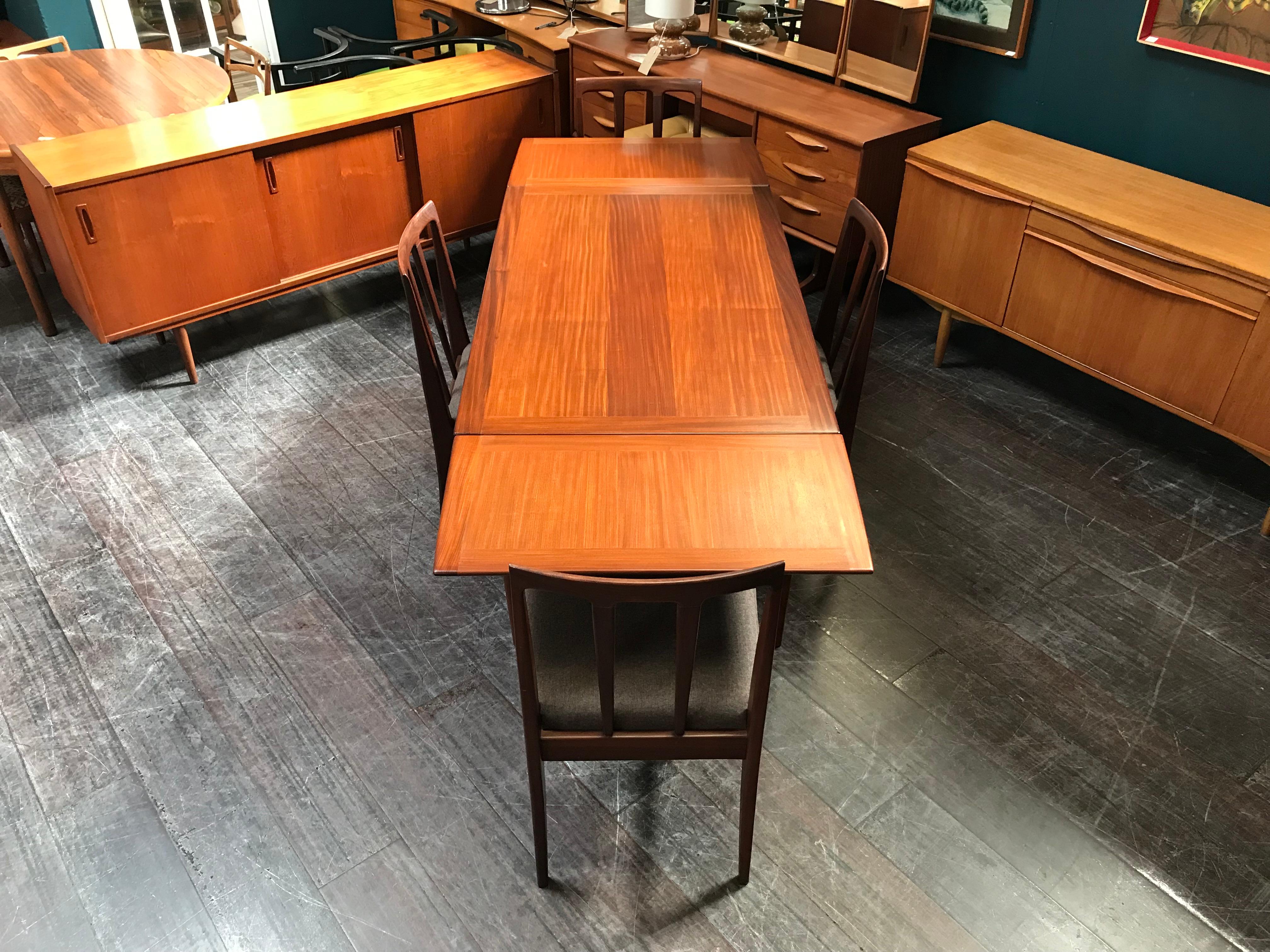 Extending Midcentury Afrormosia Dining Table with 4 Chairs by Younger of Glasgow For Sale 6