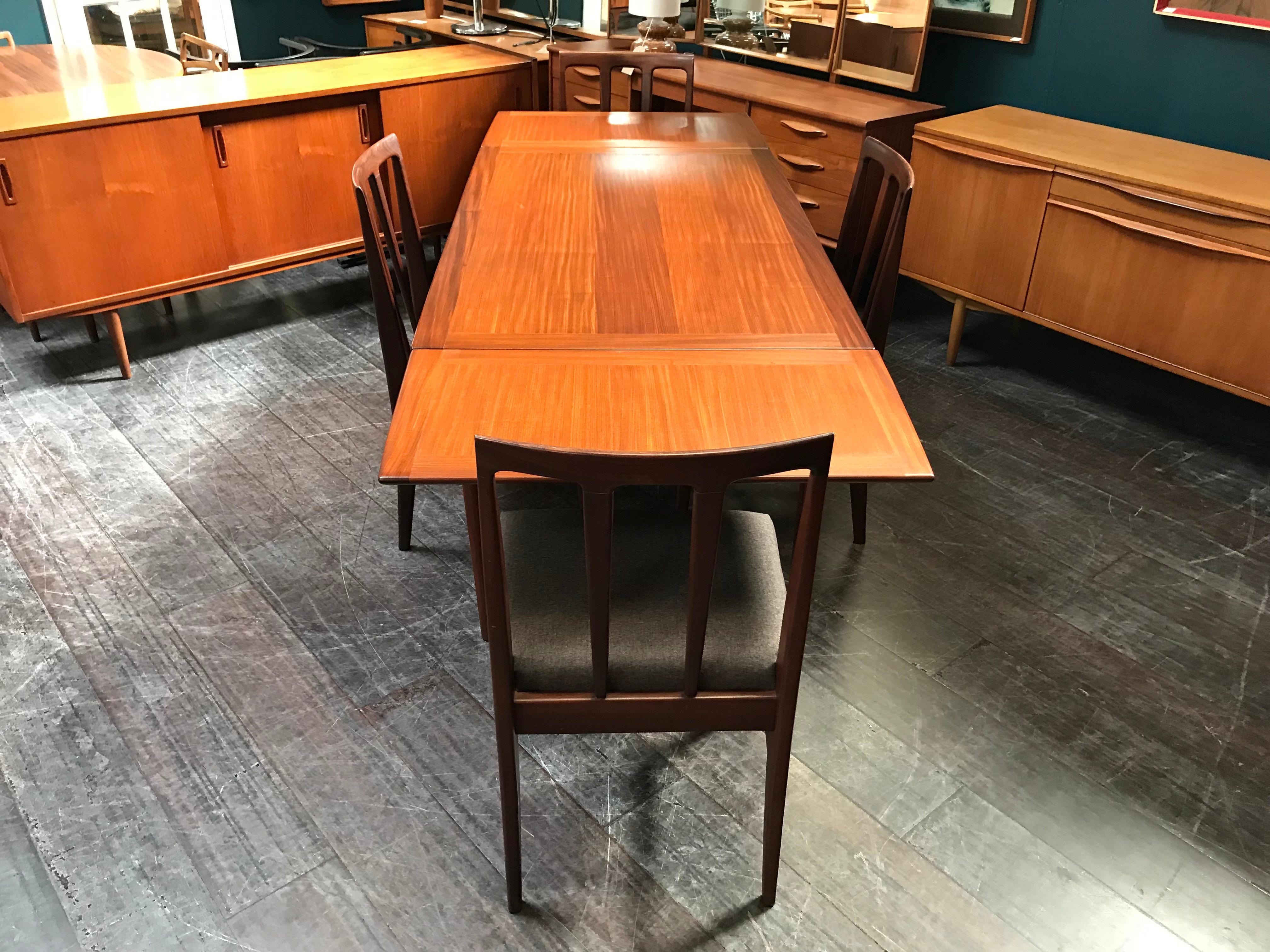 Extending Midcentury Afrormosia Dining Table with 4 Chairs by Younger of Glasgow For Sale 7