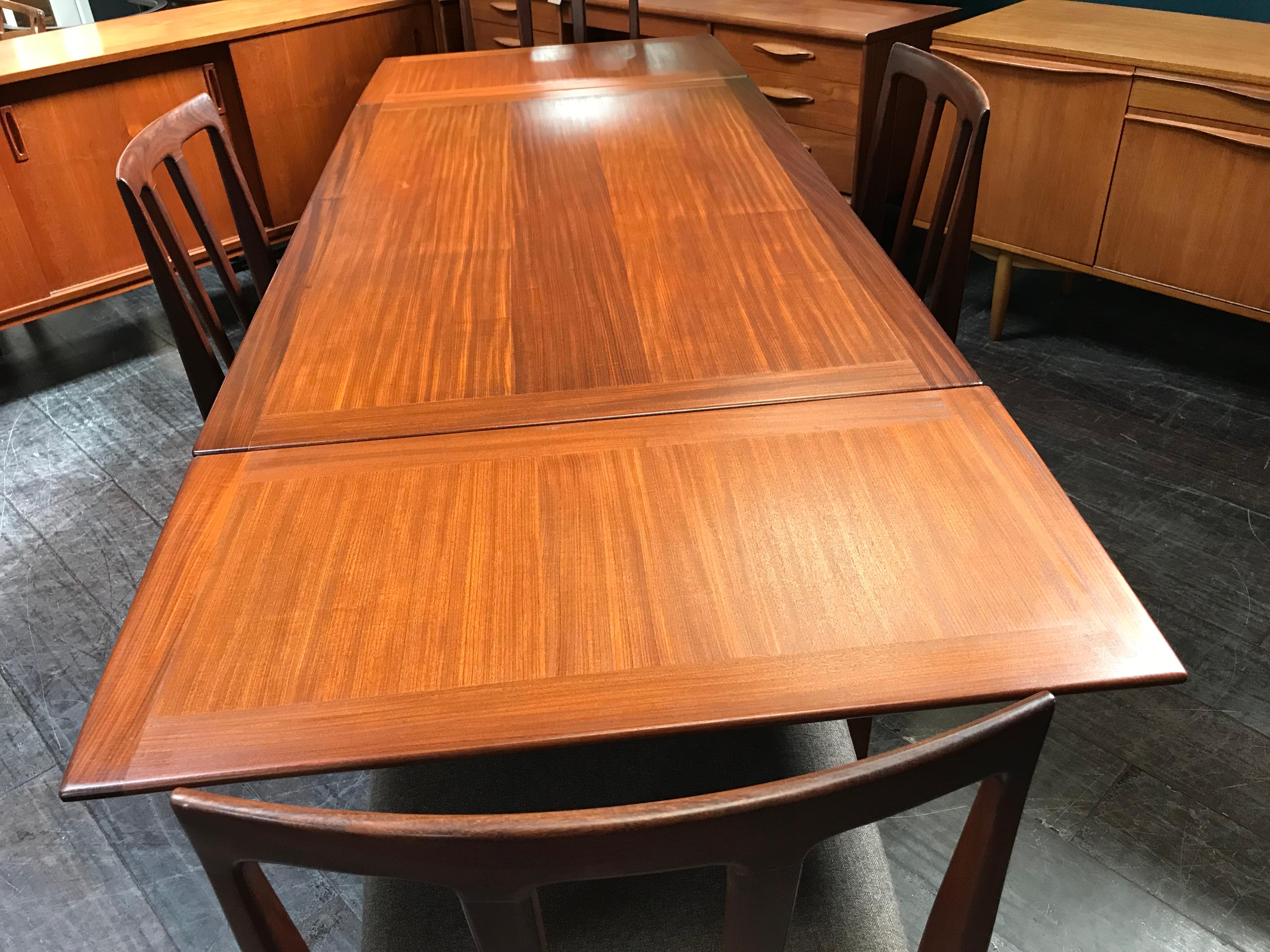 Extending Midcentury Afrormosia Dining Table with 4 Chairs by Younger of Glasgow For Sale 8