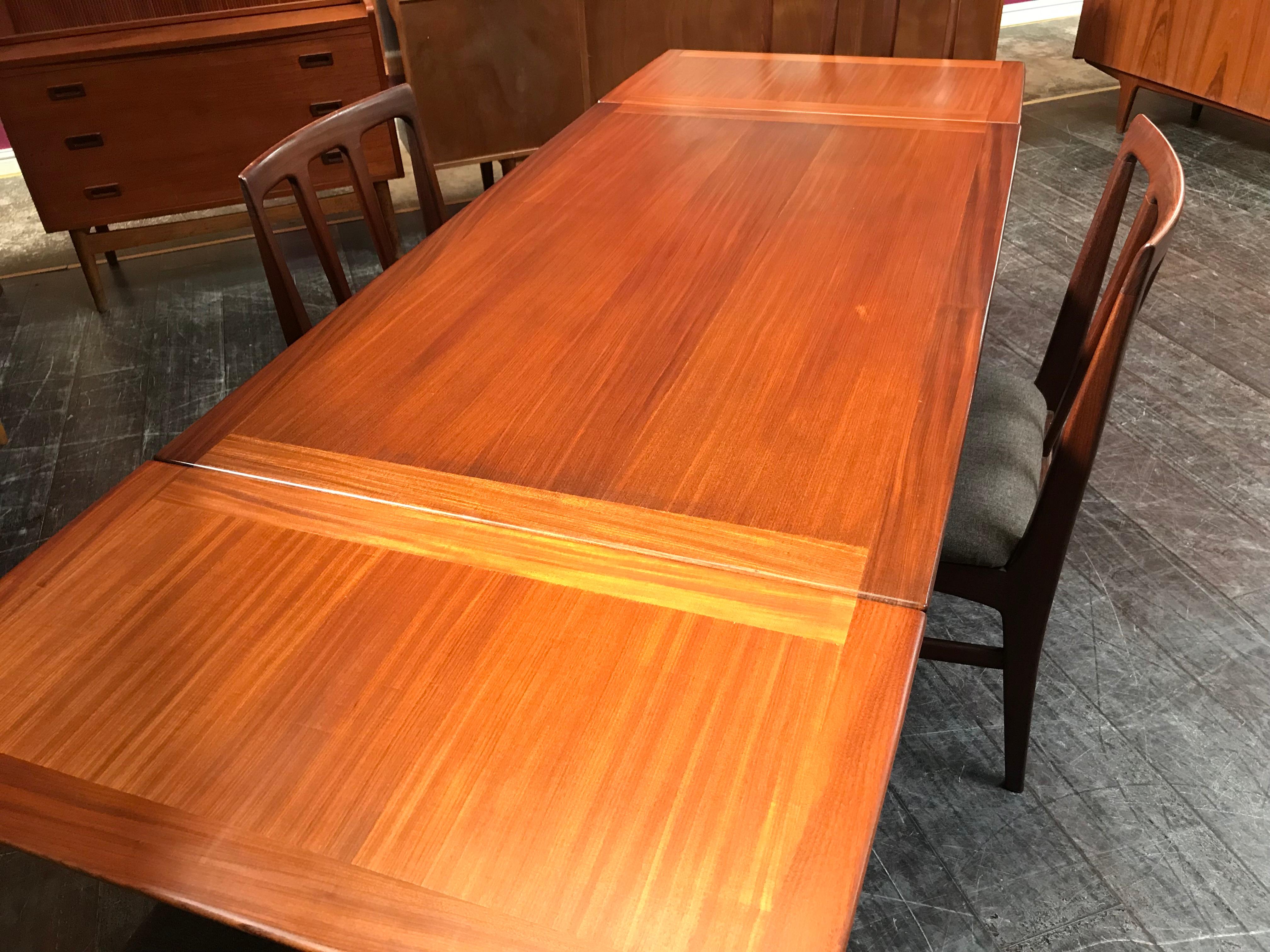Extending Midcentury Afrormosia Dining Table with 4 Chairs by Younger of Glasgow For Sale 9