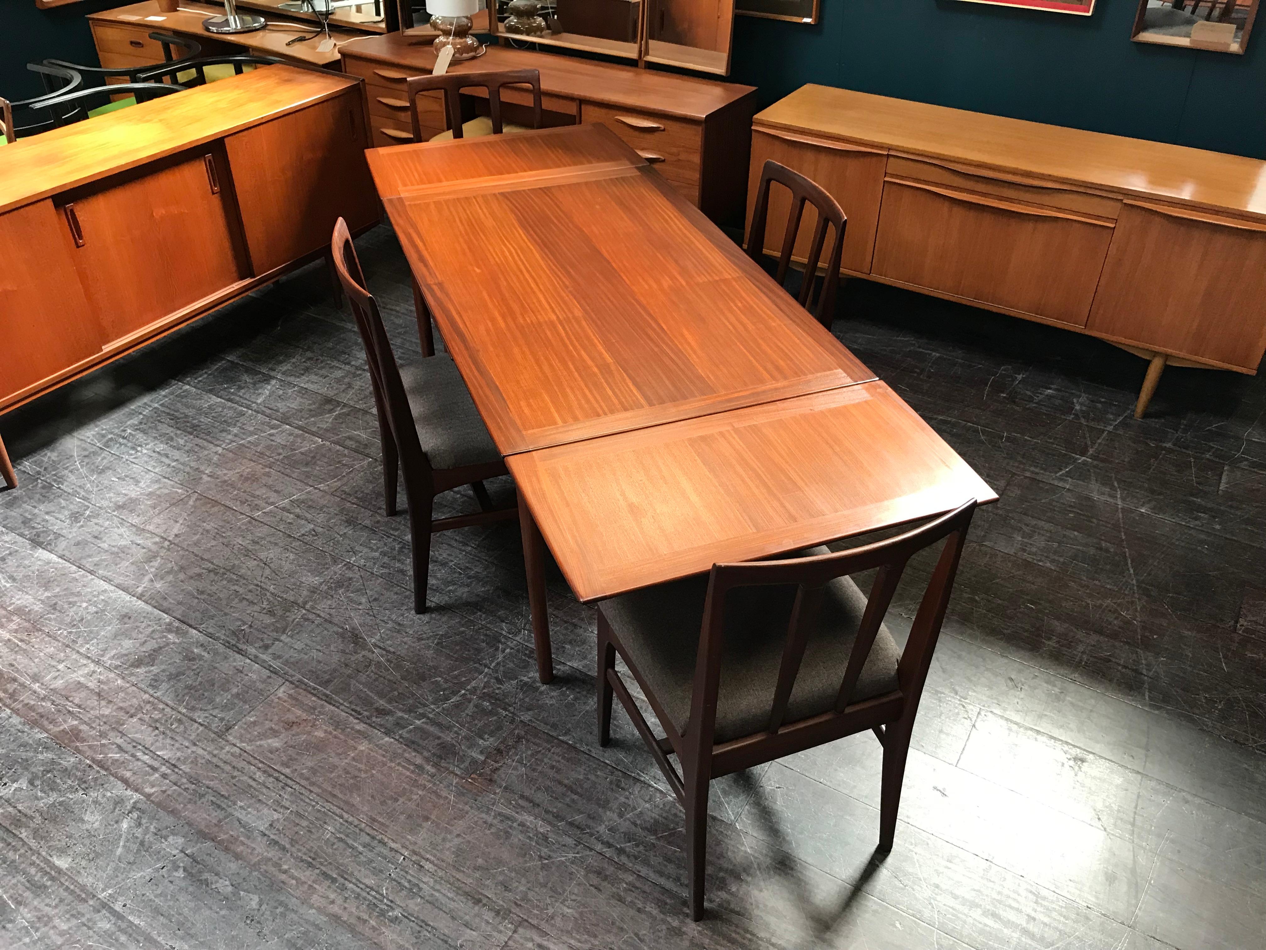 Extending Midcentury Afrormosia Dining Table with 4 Chairs by Younger of Glasgow For Sale 10