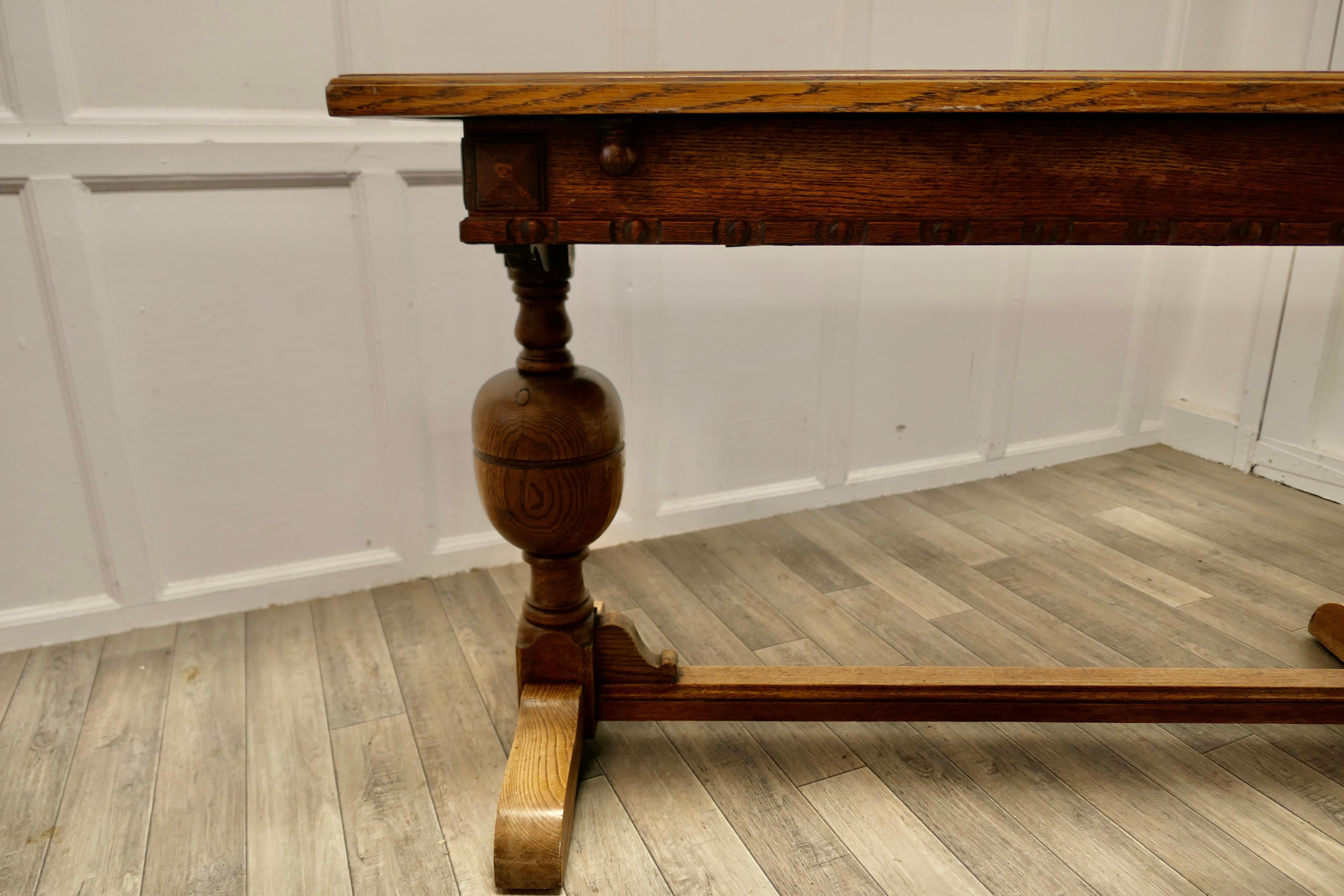 Gothic Extending Oak Refectory Dining Table  For Sale