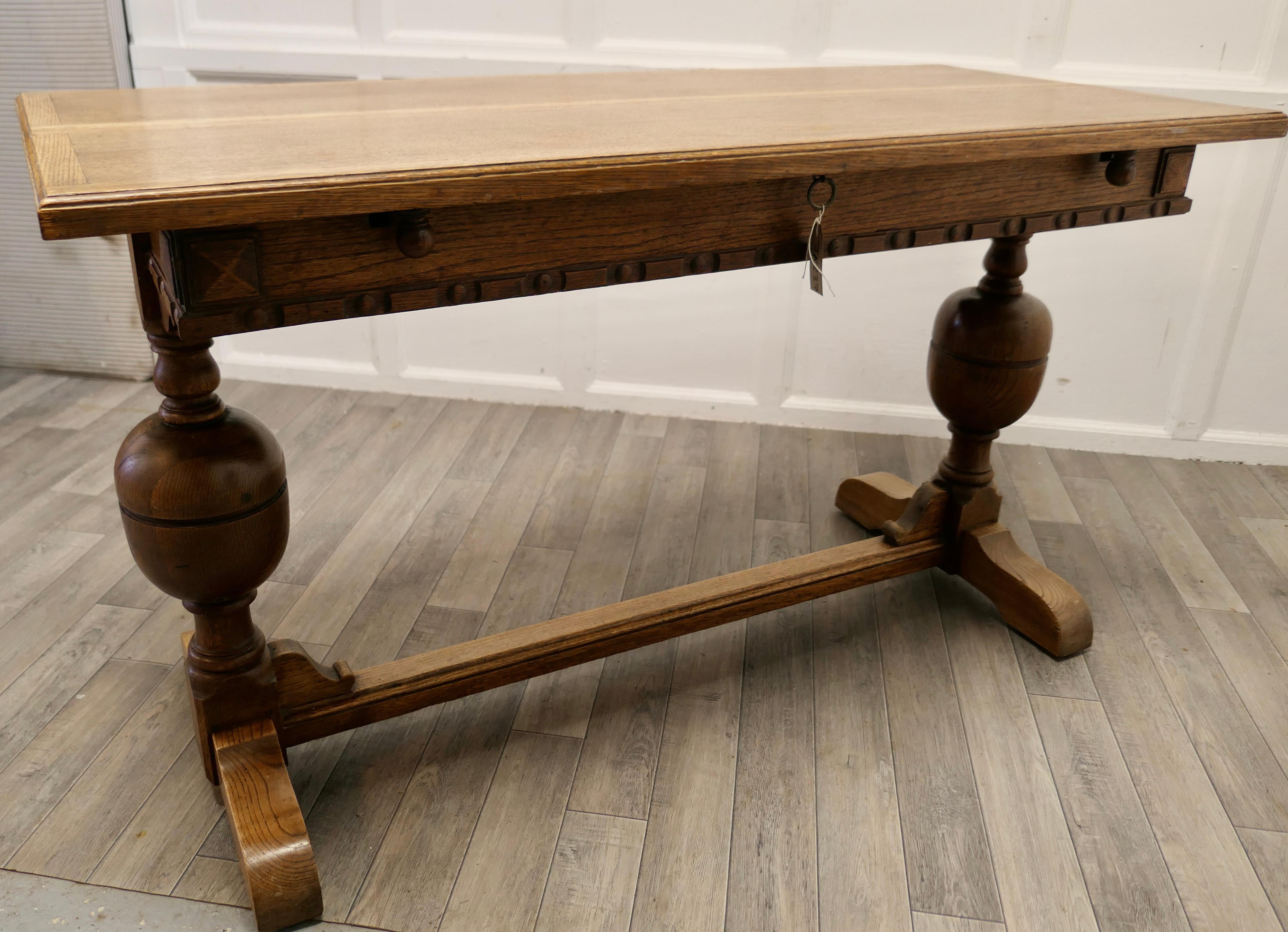 Extending Oak Refectory Dining Table  For Sale 3