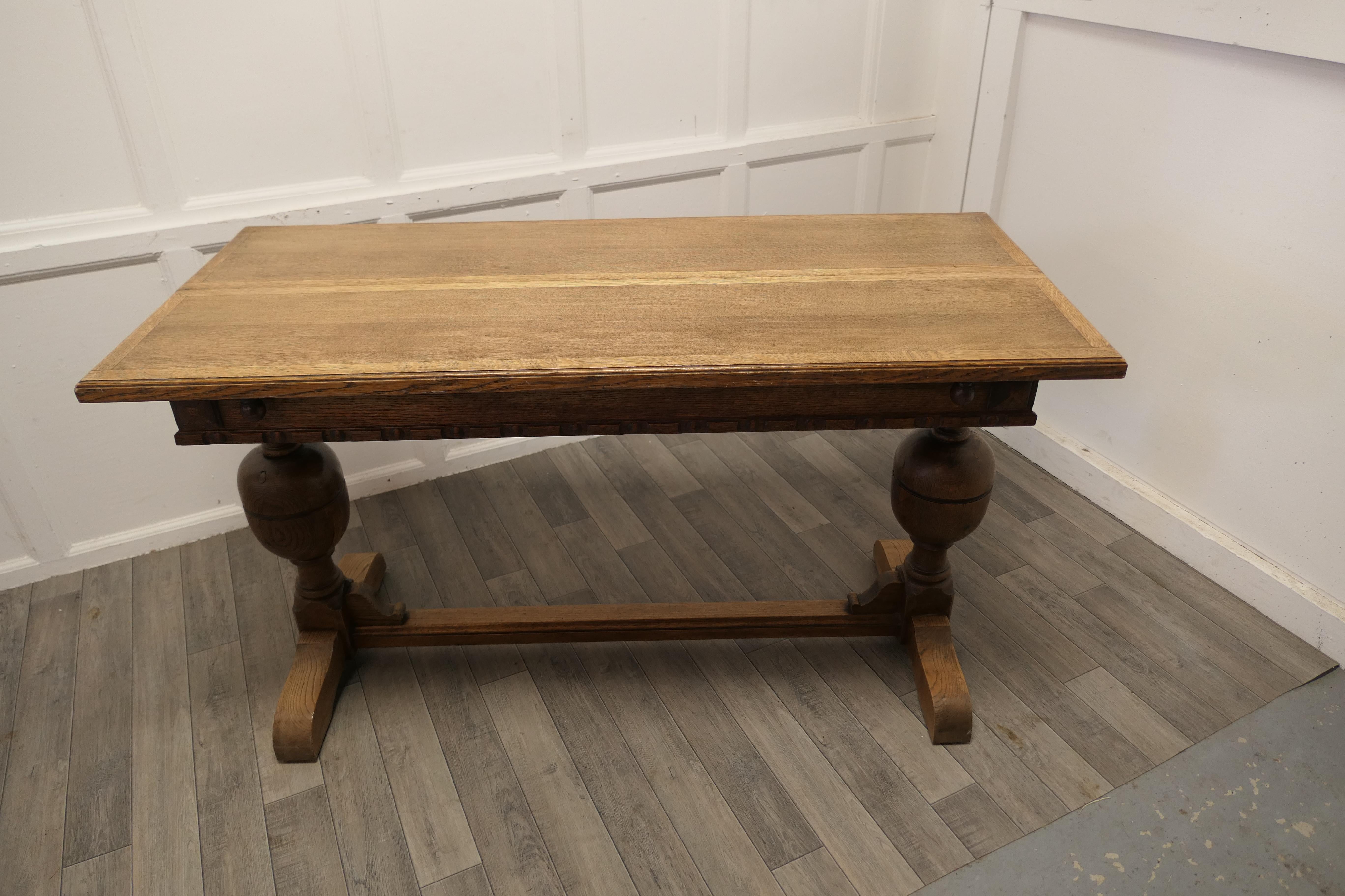 Extending Oak Refectory Dining Table  For Sale 4