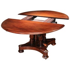 Extending Round Georgian Mahogany Table with 2 Extra Leaves