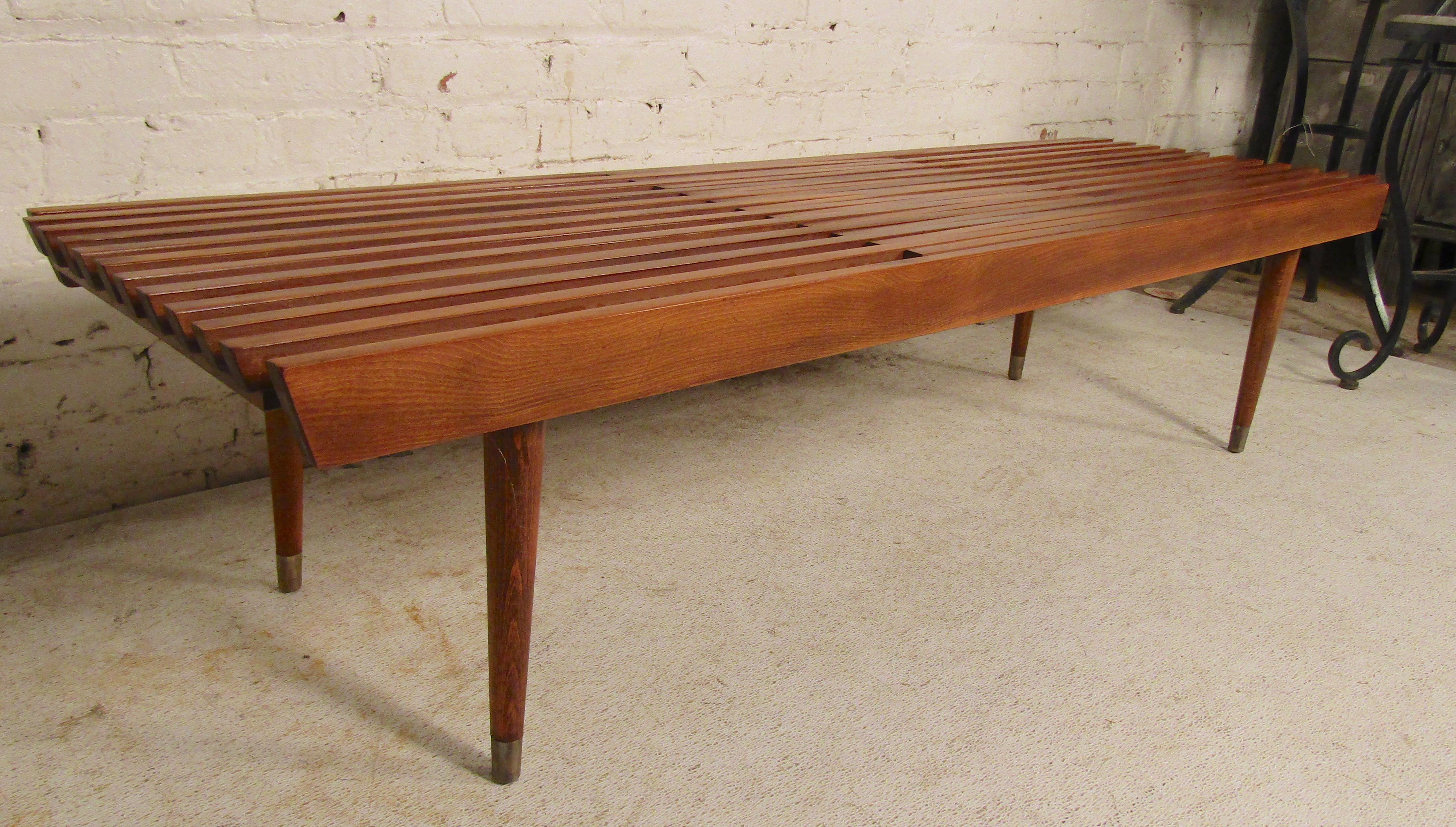 Mid-Century Modern slat bench/table that extends 60-72